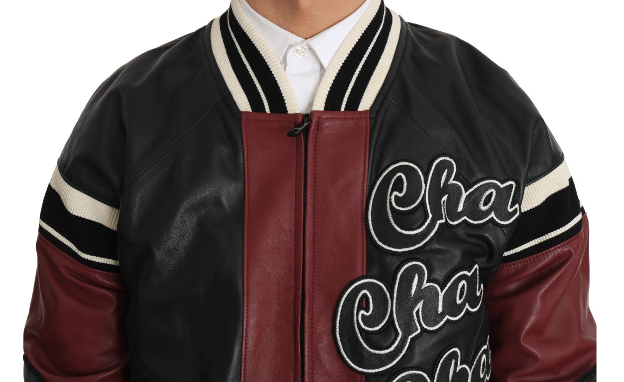 Dolce & Gabbana Leather Club Lounge Black Red Jacket | Regal Royce