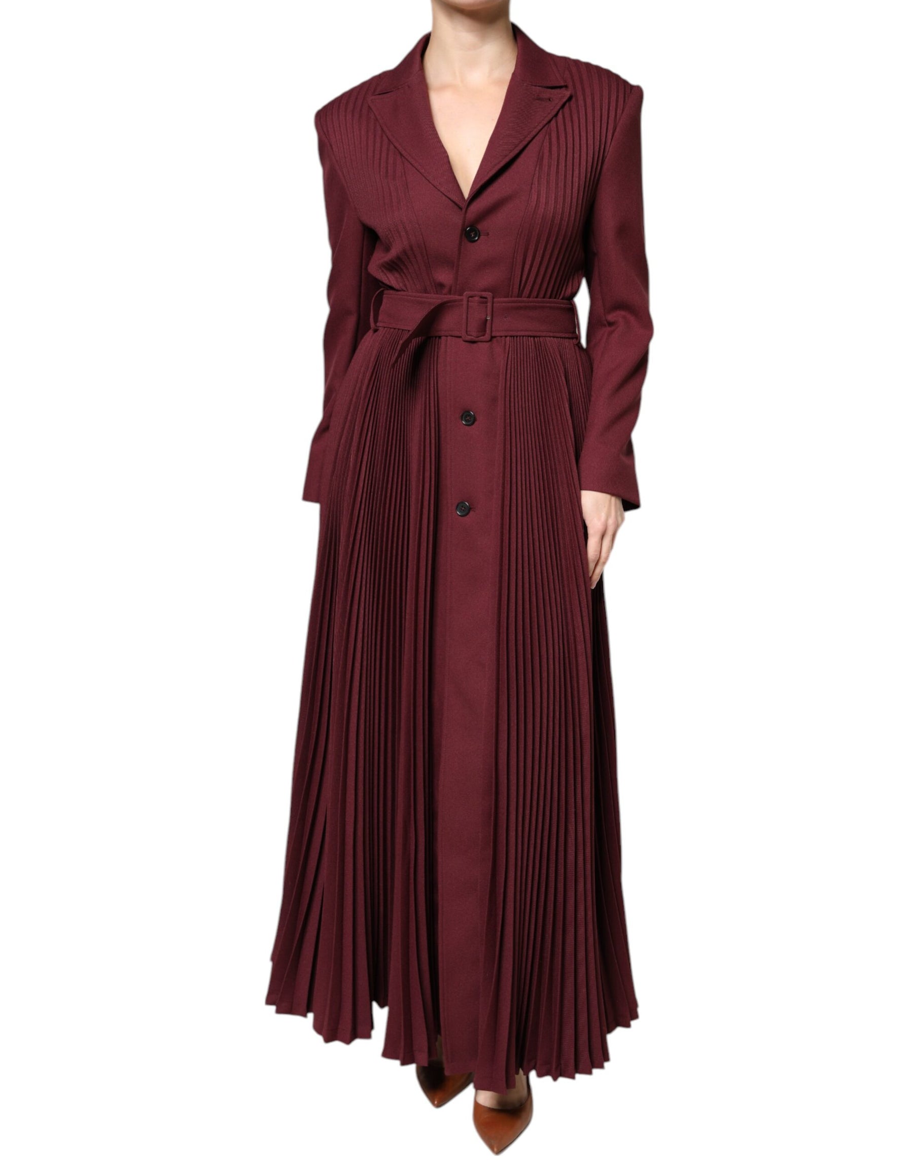 Philosophy Maroon Belted Button Down Dress | Regal Royce