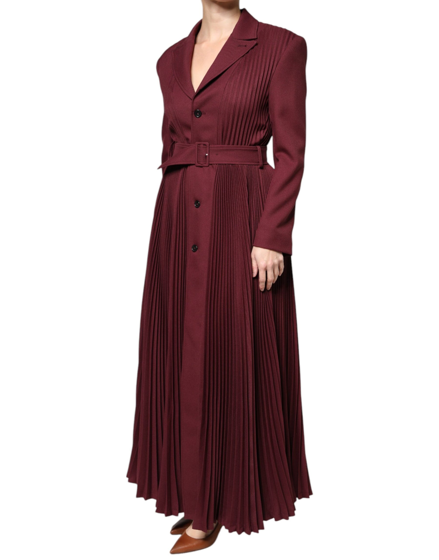Philosophy Maroon Belted Button Down Dress | Regal Royce