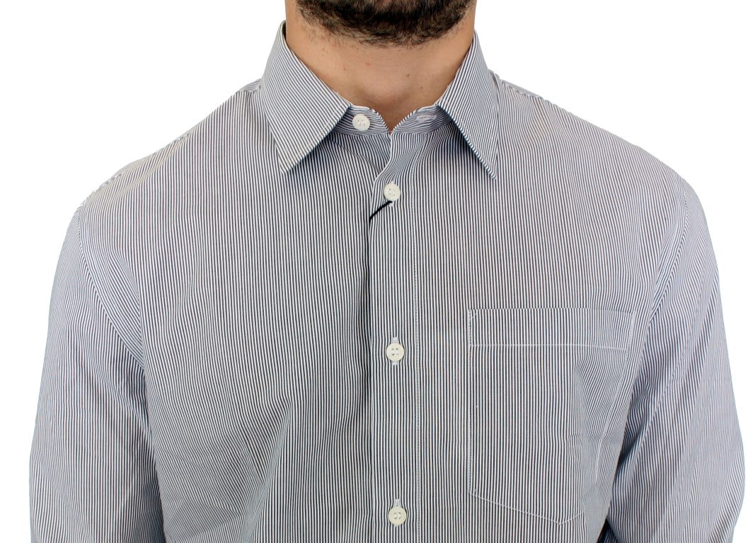 GF Ferre Gray Striped Cotton Casual Shirt | Regal Royce