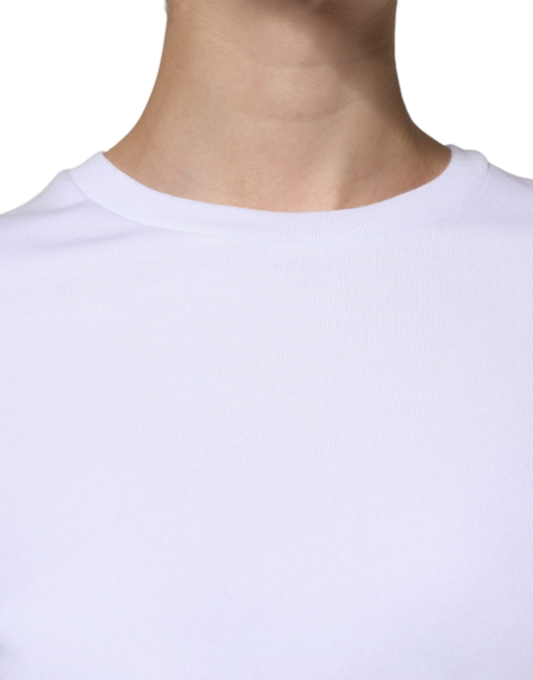 MSGM White Cotton Belted Long Sleeves Crew Neck Mini Dress | Regal Royce