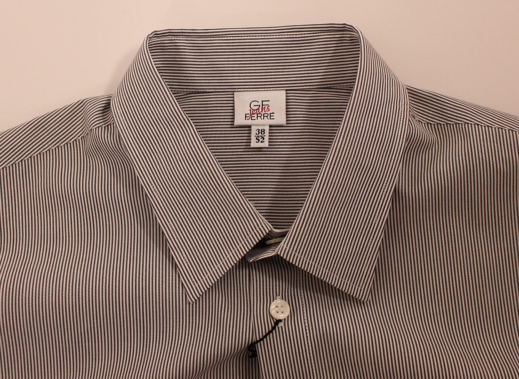 GF Ferre Gray Striped Cotton Casual Shirt | Regal Royce