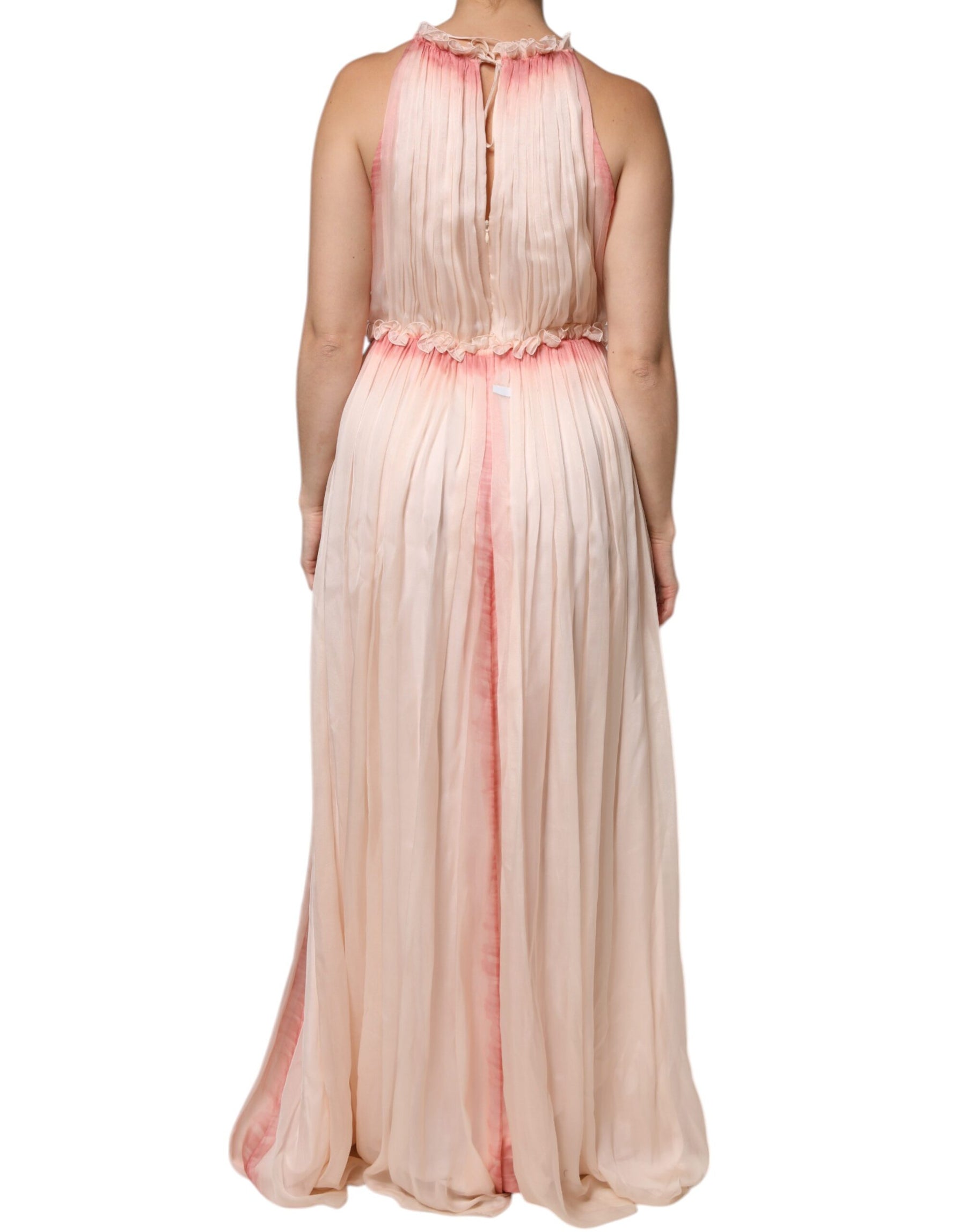 Alberta Ferretti Pink Sleeveless Pleated A-line Maxi Dress | Regal Royce