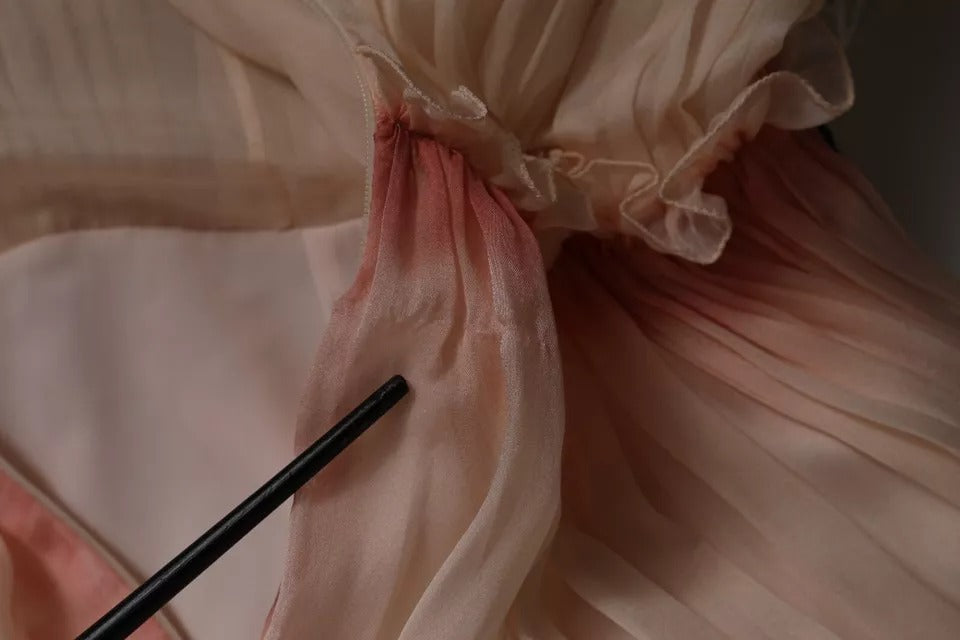 Alberta Ferretti Pink Sleeveless Pleated A-line Maxi Dress | Regal Royce