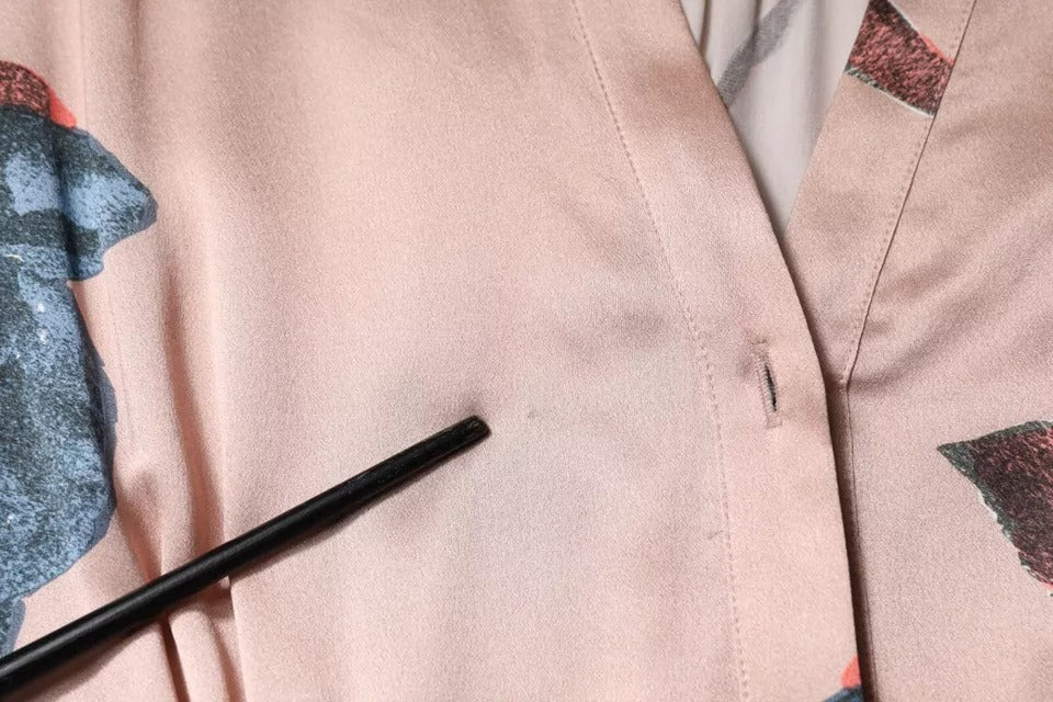 L'Autre Chose Pink Satin Floral Long Sleeves A-line Midi Dress | Regal Royce