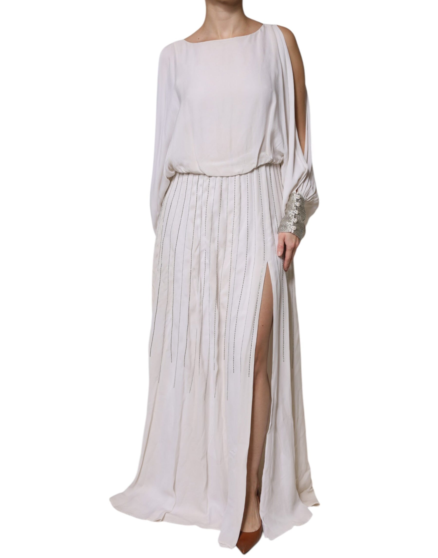 Christian Pellizzari Off White Embellished Long Maxi Dress | Regal Royce
