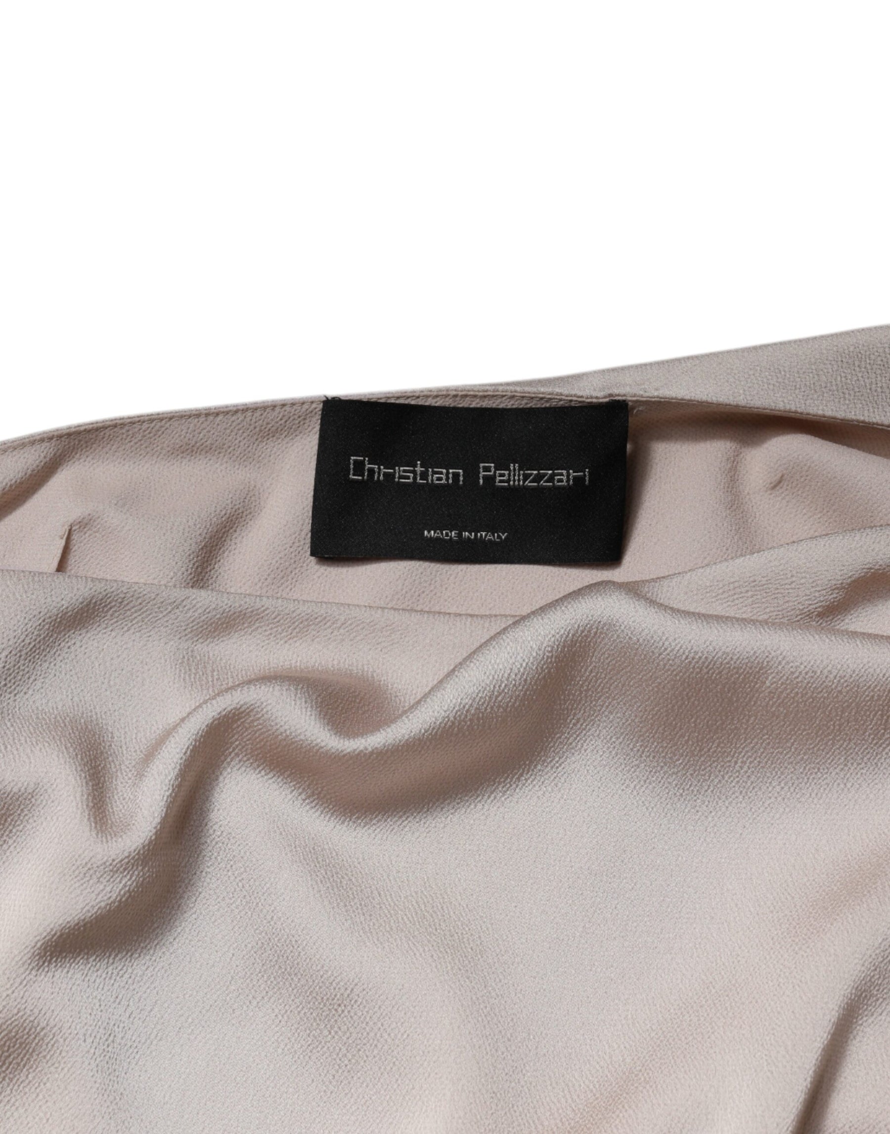 Christian Pellizzari Beige One Shoulder Asymmetric Drape Dress | Regal Royce