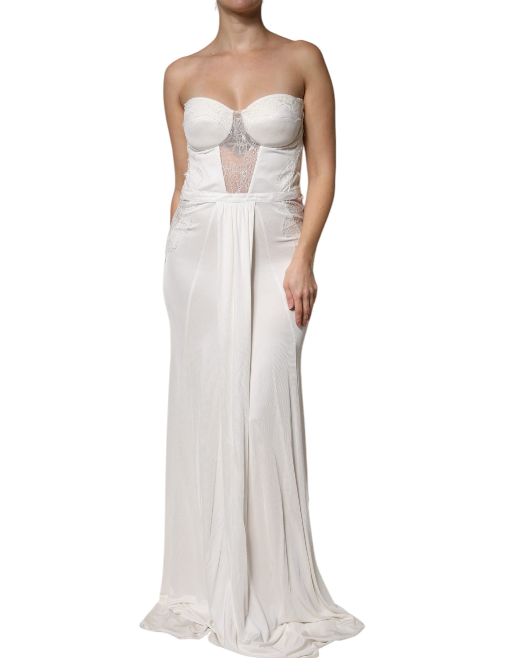 Elisabetta Franchi White Strapless Bustier Mermaid Gown Dress | Regal Royce
