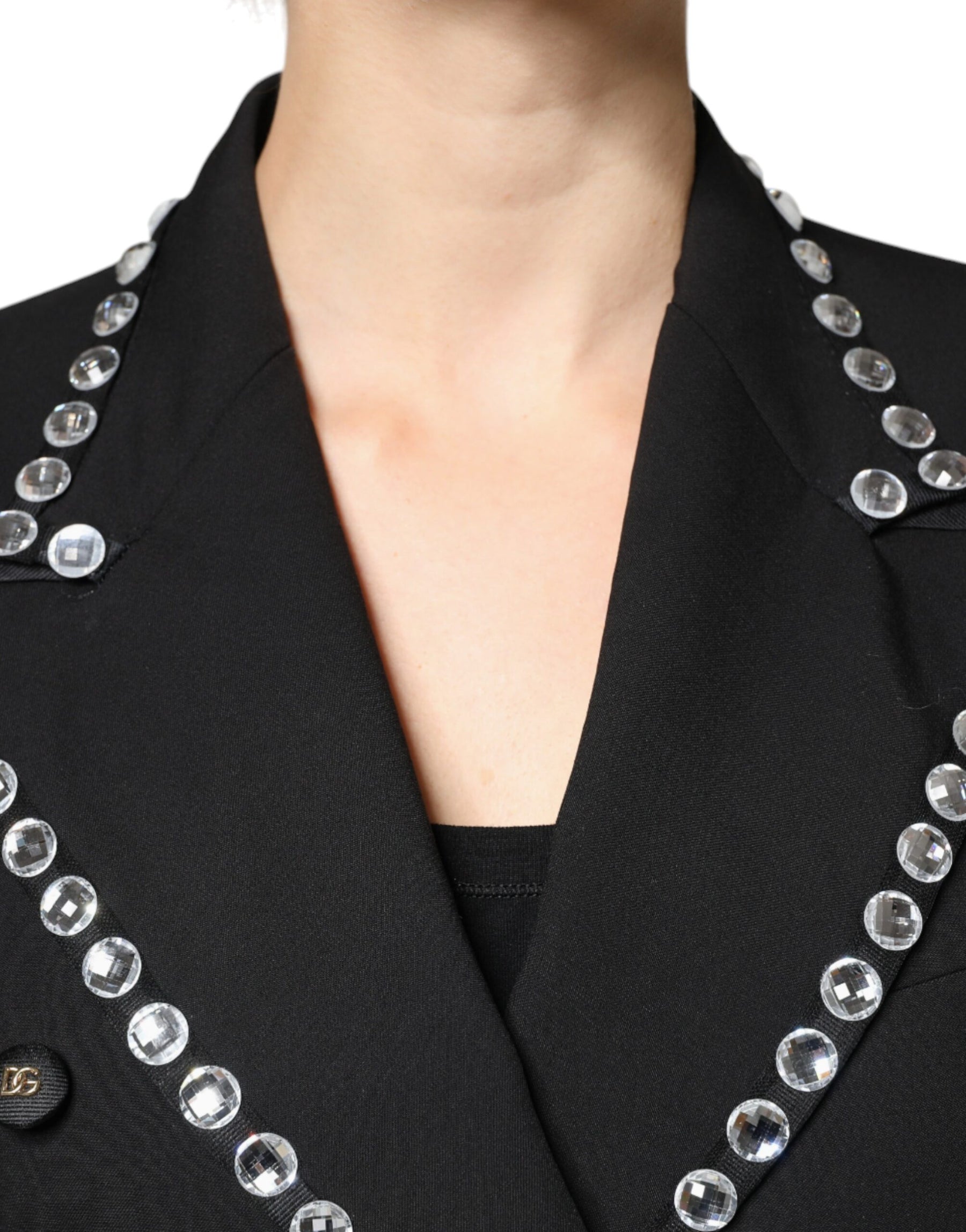 Dolce & Gabbana Black Crystal Double Breasted Blazer Jacket | Regal Royce