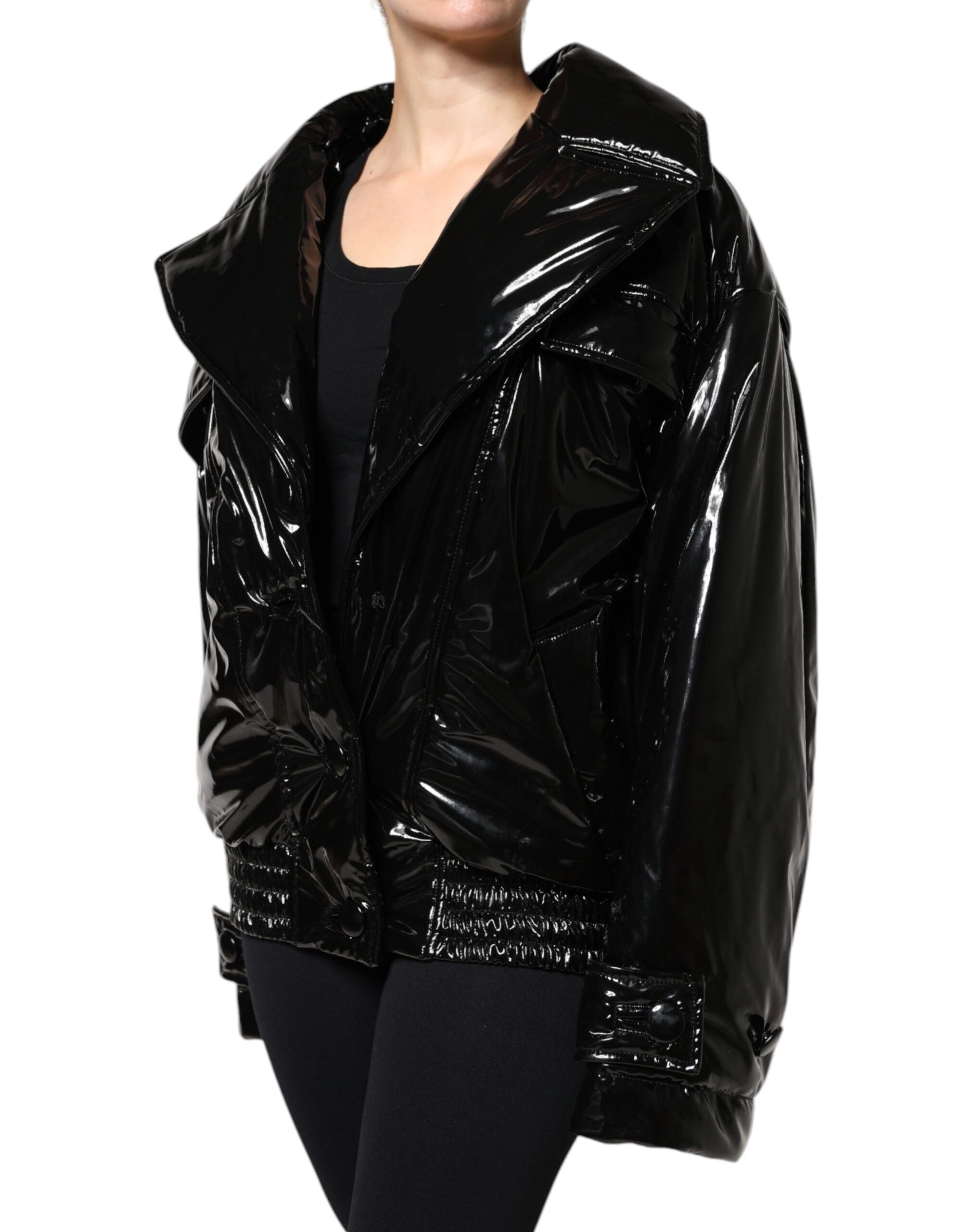 Dolce & Gabbana Black Polyester Button Down Blouson Jacket | Regal Royce