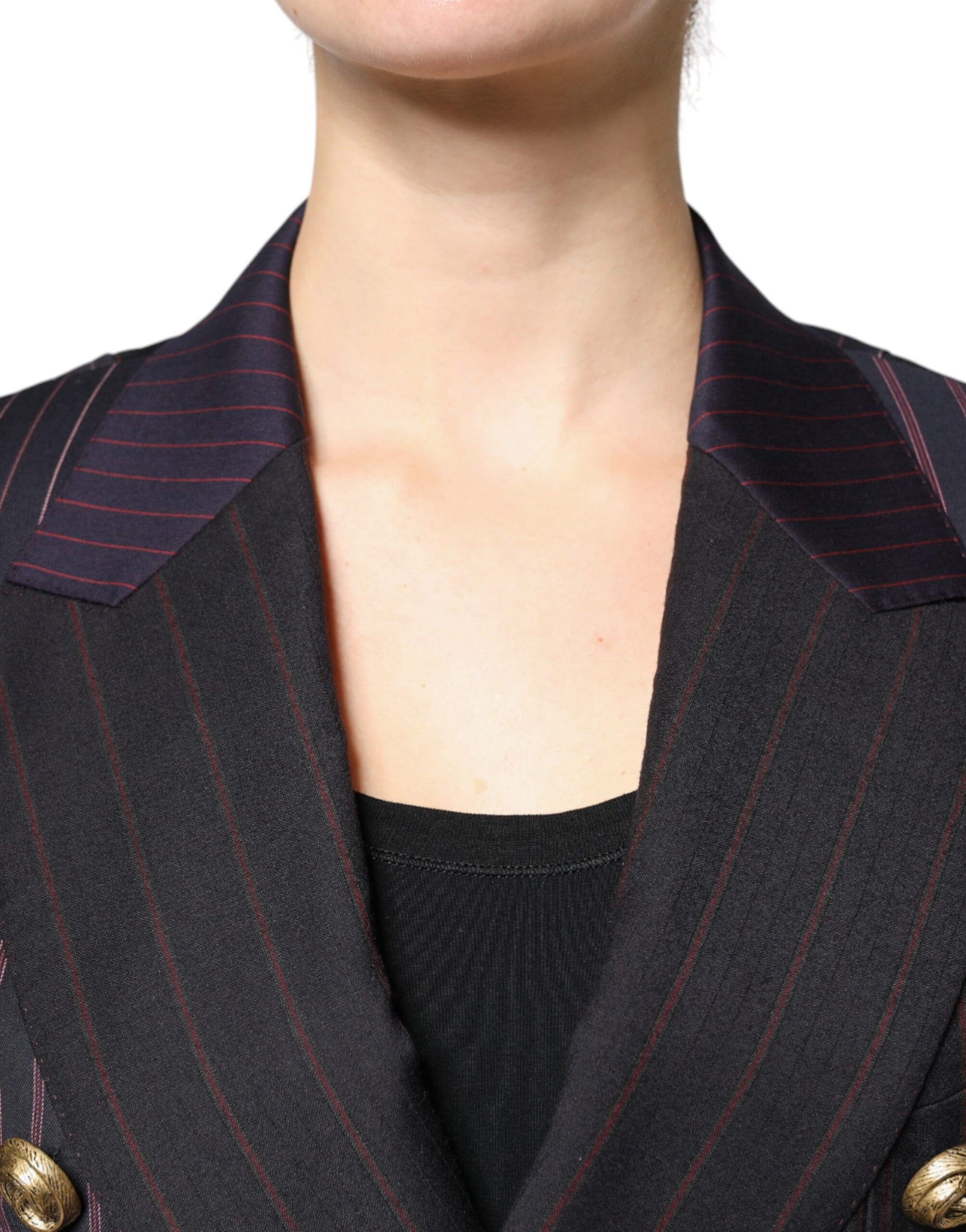 Dolce & Gabbana Multicolor Stripes Wool Cropped Blazer Coat Jacket | Regal Royce