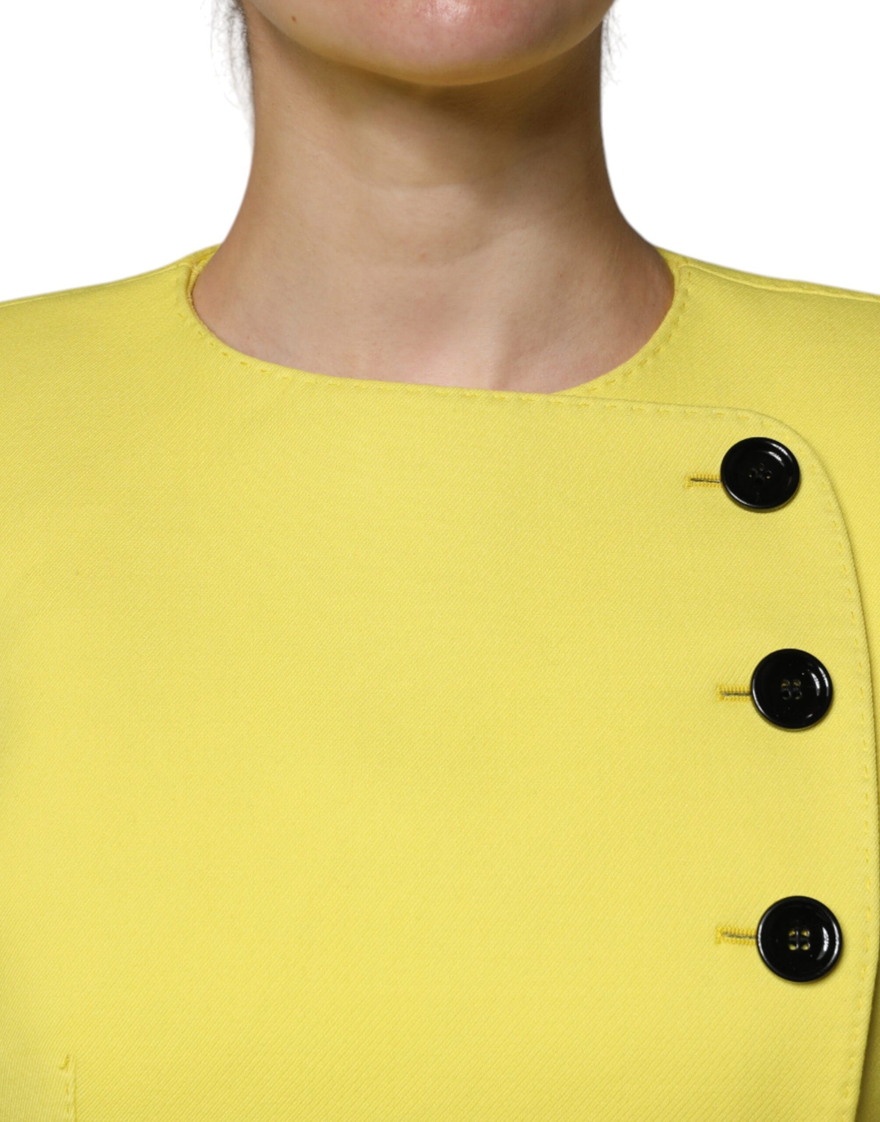 Dolce & Gabbana Lemon Yellow Wool Long Sleeves Cropped Coat Jacket | Regal Royce
