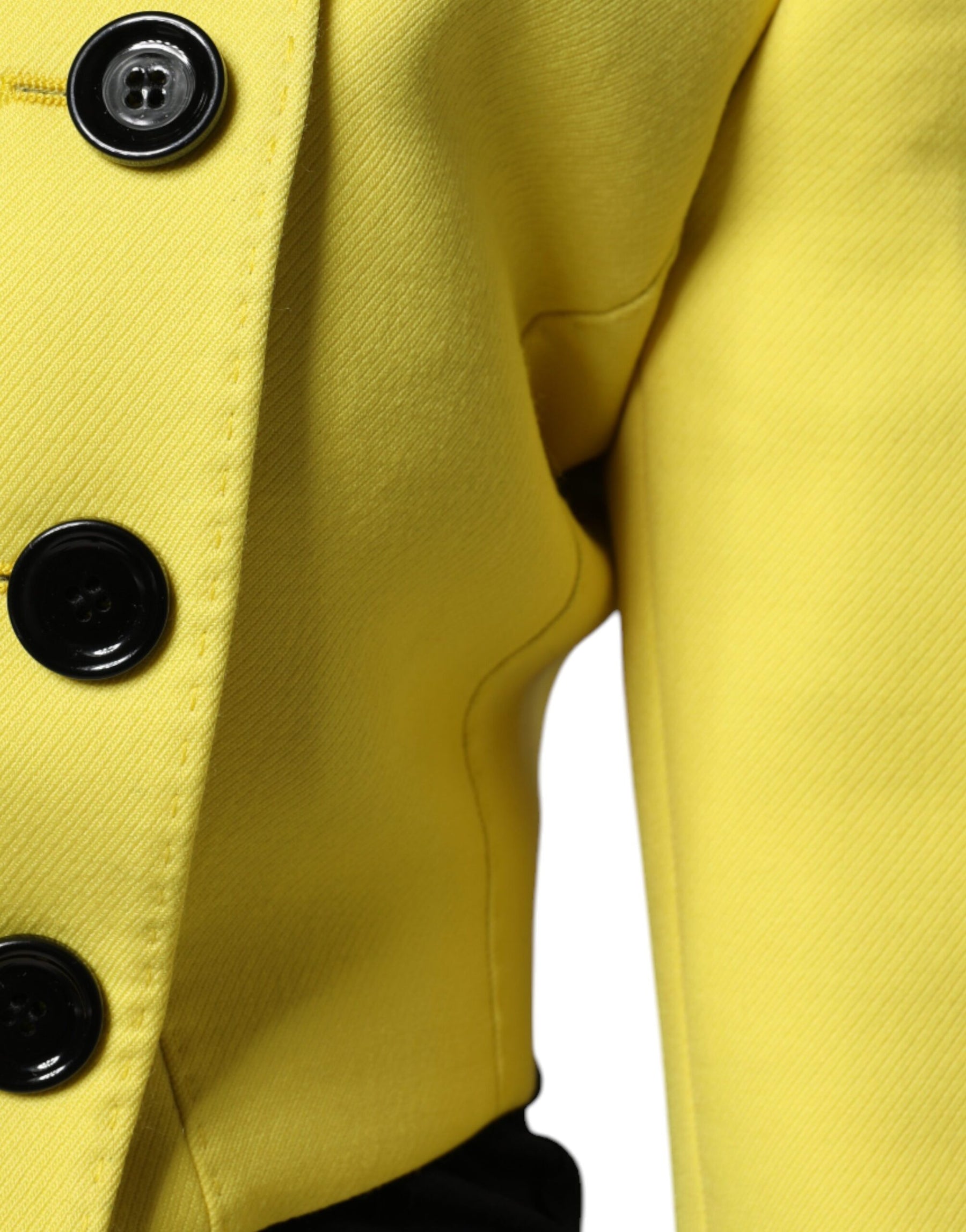 Dolce & Gabbana Lemon Yellow Wool Long Sleeves Cropped Coat Jacket | Regal Royce