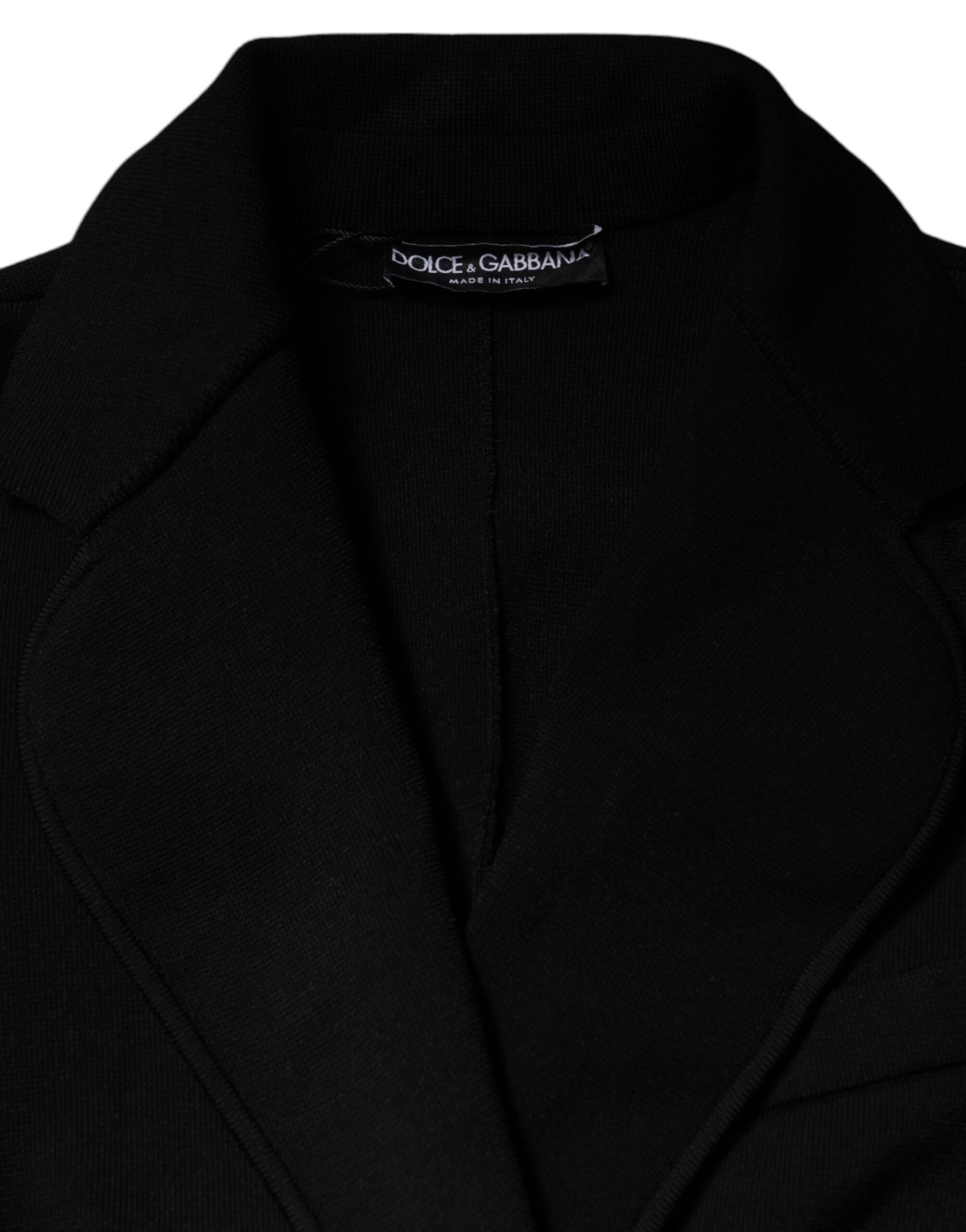 Dolce & Gabbana Black Viscose Single Breasted Blazer Jacket | Regal Royce