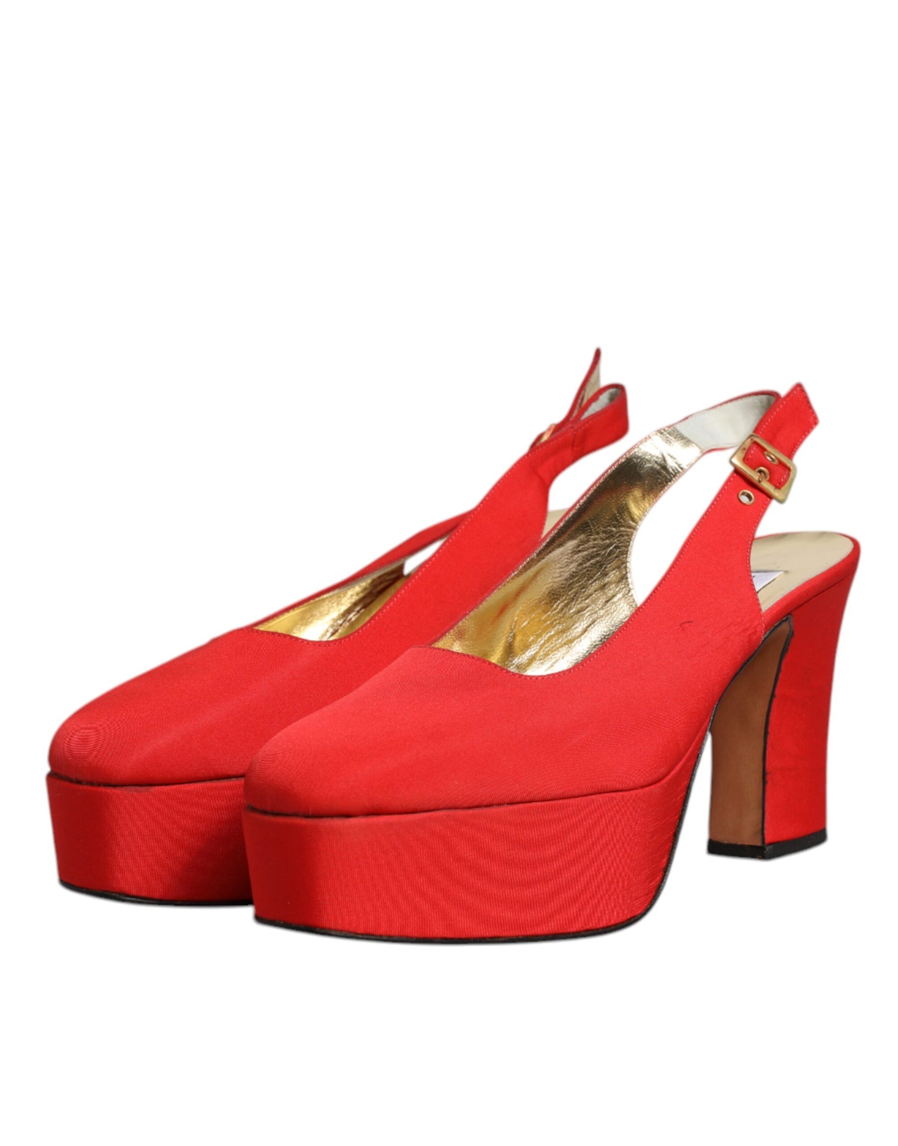 Dolce & Gabbana Red Platform Slingback Heels Sandals Shoes | Regal Royce