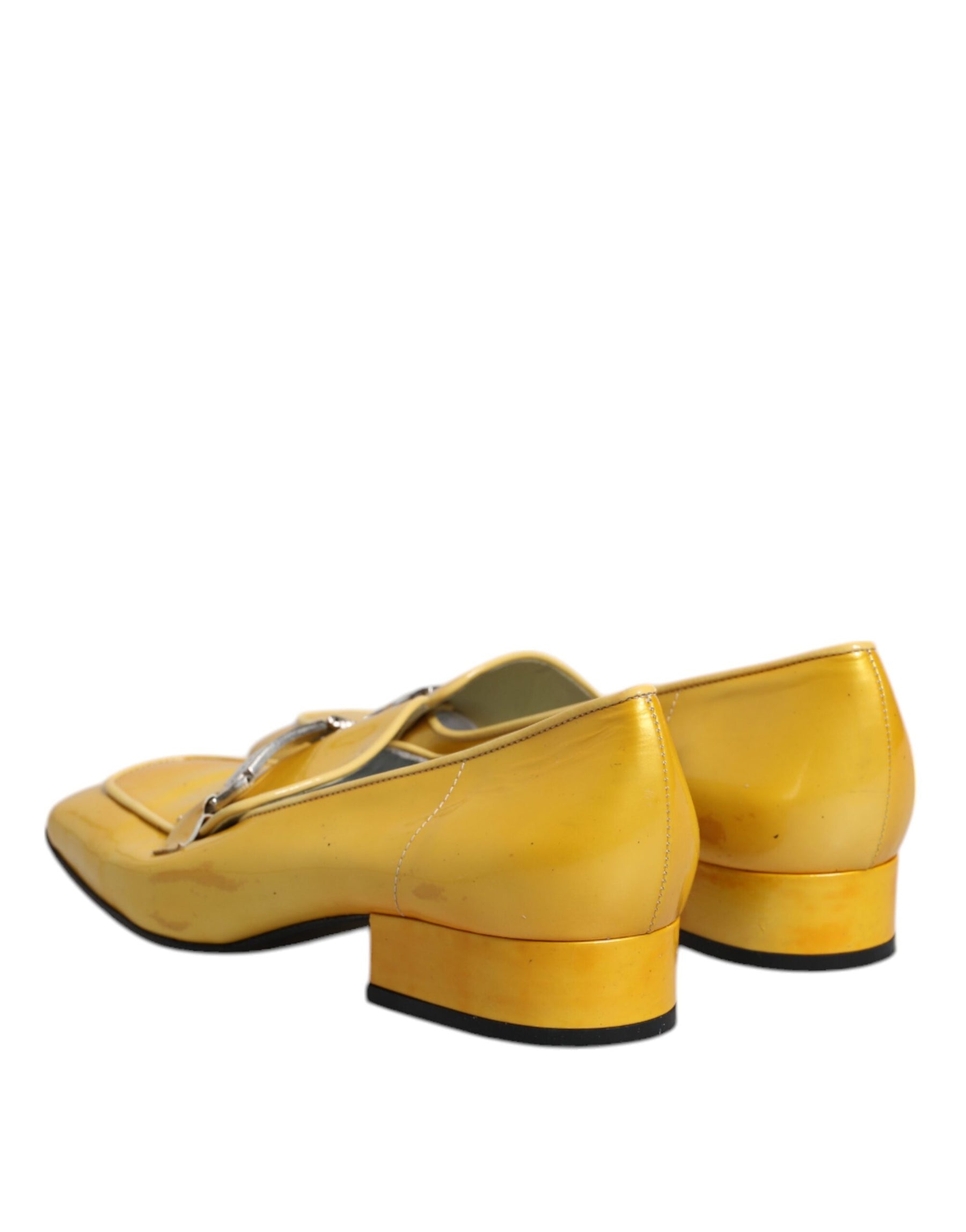 Dolce & Gabbana Yellow Leather Logo Plaque Slip On Mocassin Shoes | Regal Royce