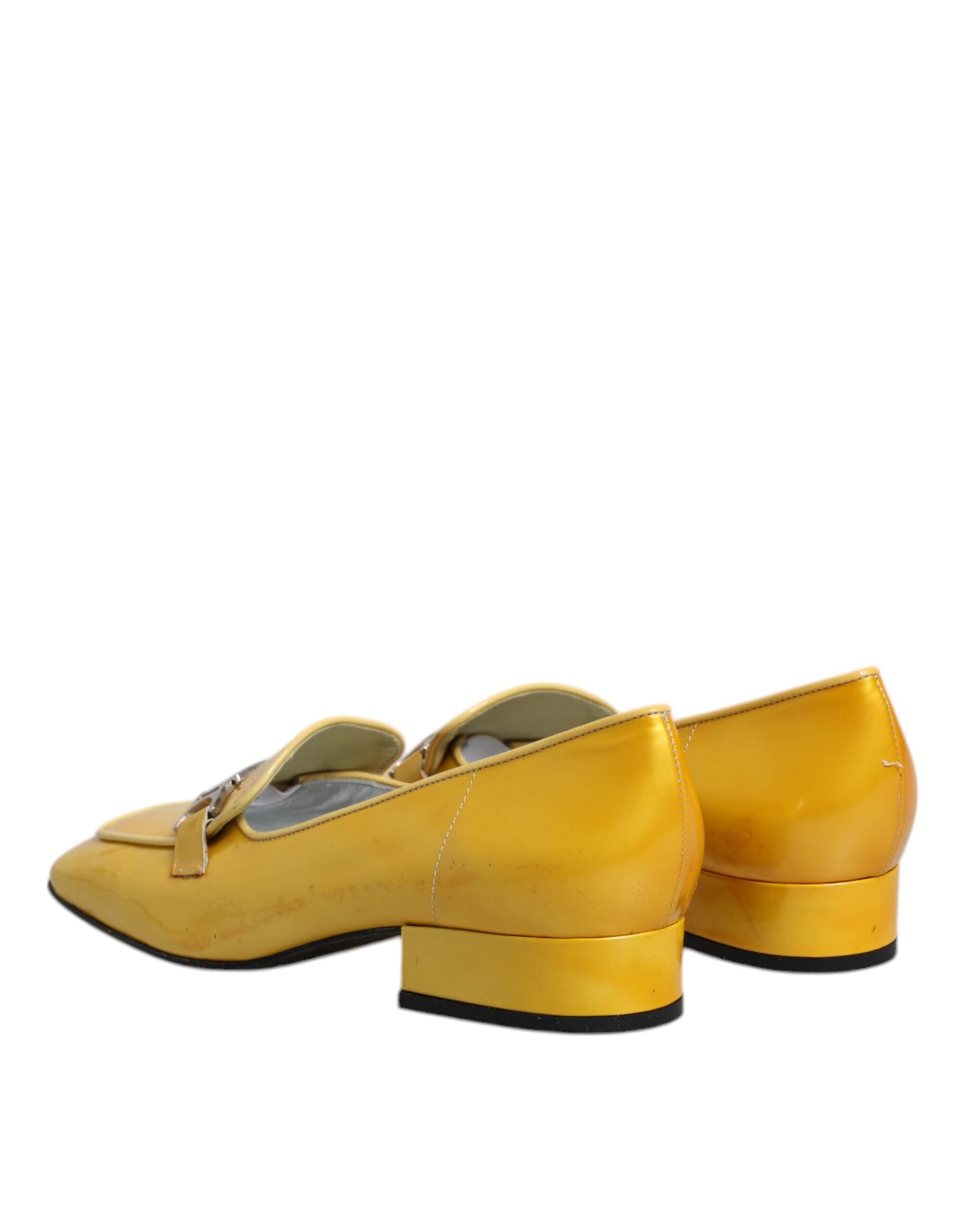 Dolce & Gabbana Yellow Leather Logo Plaque Slip On Mocassin Shoes | Regal Royce
