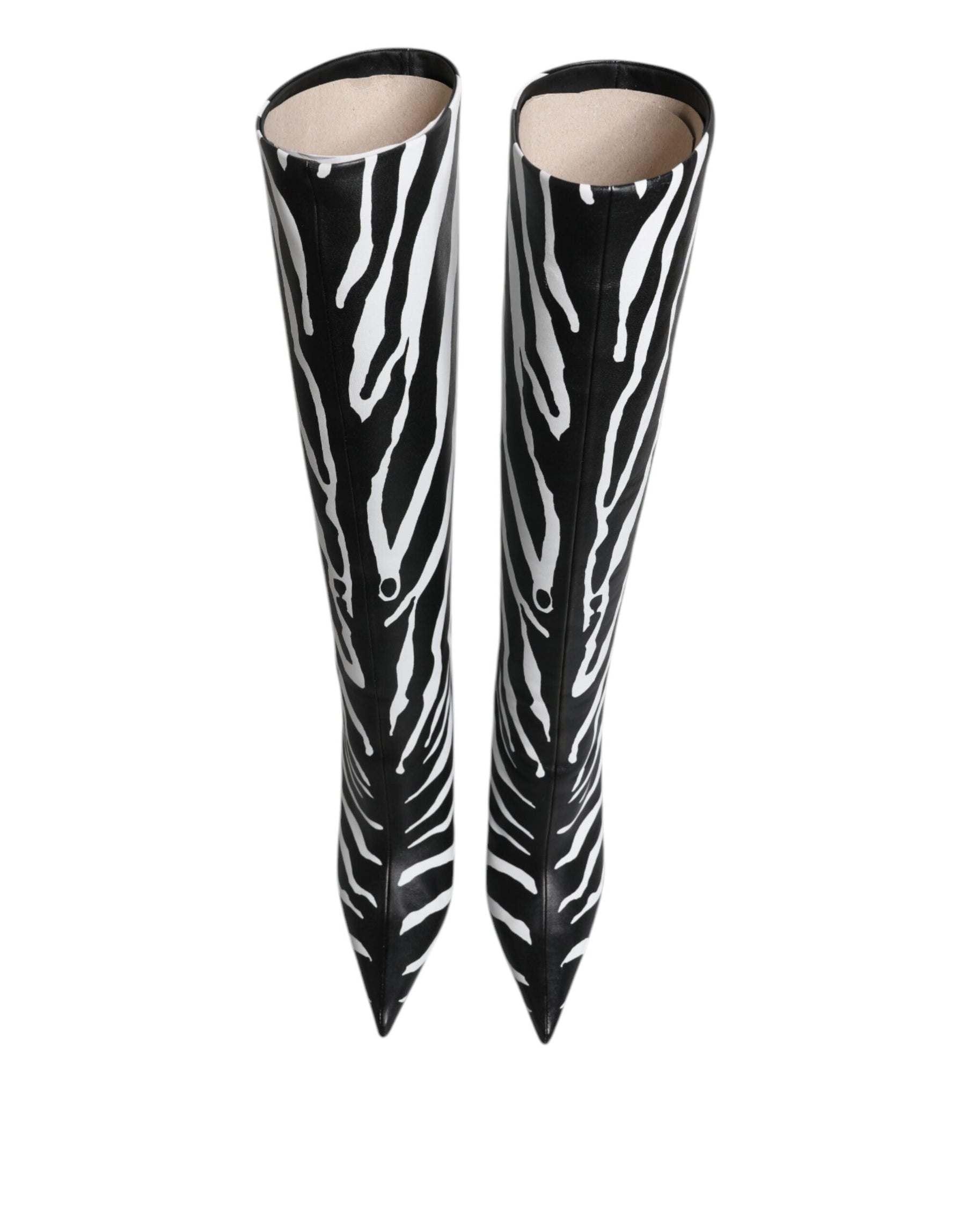 Dolce & Gabbana Black White Zebra Heels High Boots Shoes | Regal Royce
