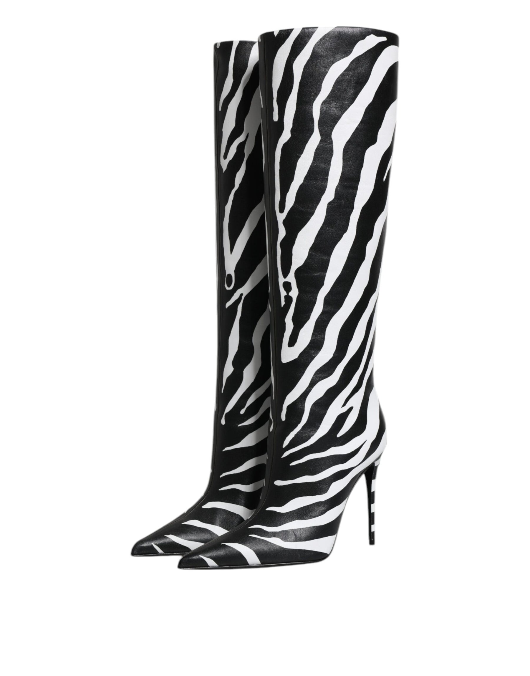 Dolce & Gabbana Black White Zebra Heels High Boots Shoes | Regal Royce
