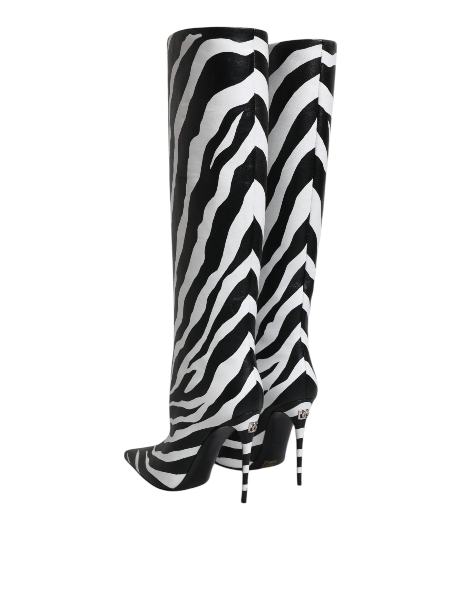 Dolce & Gabbana Black White Zebra Heels High Boots Shoes | Regal Royce