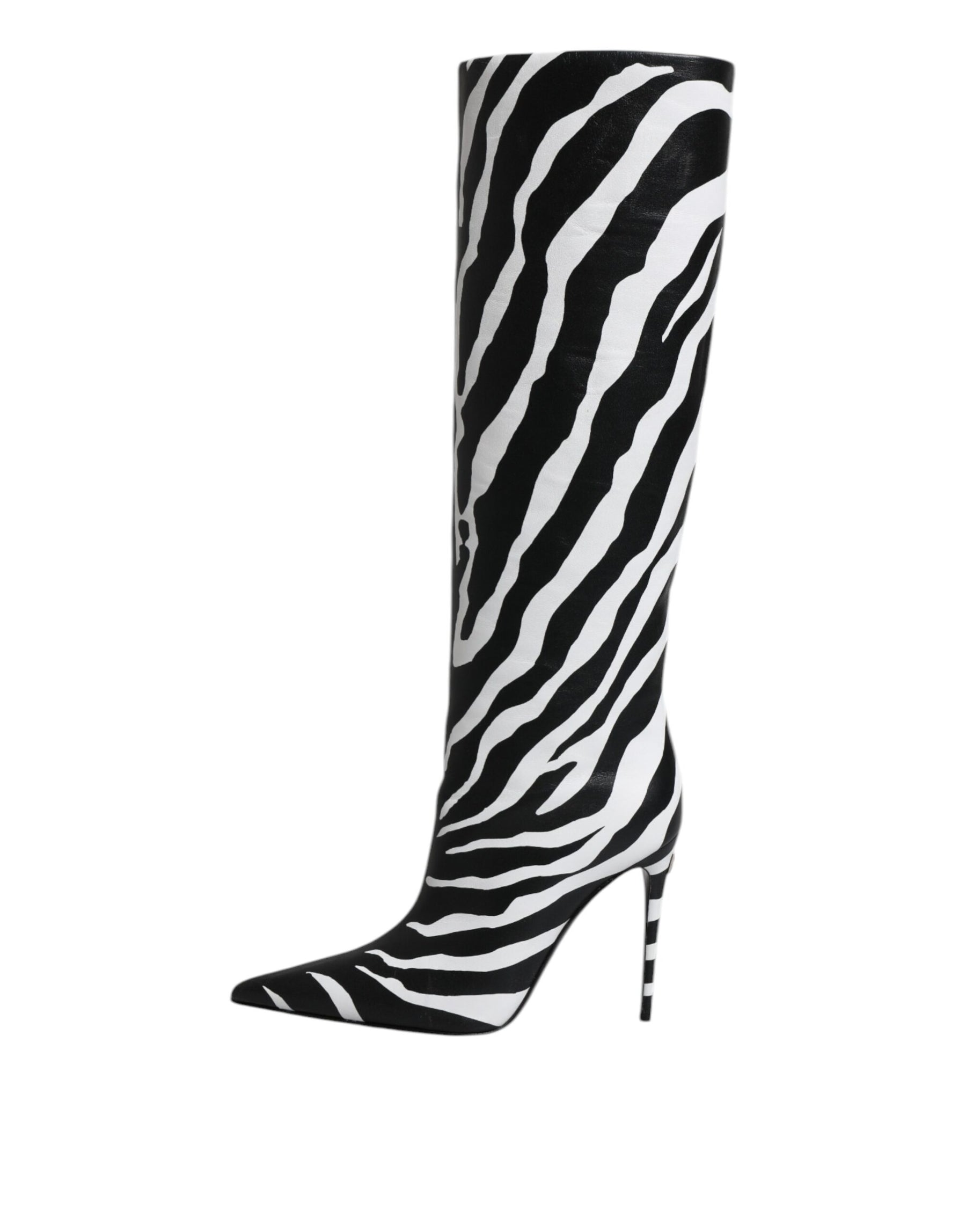 Dolce & Gabbana Black White Zebra Heels High Boots Shoes | Regal Royce