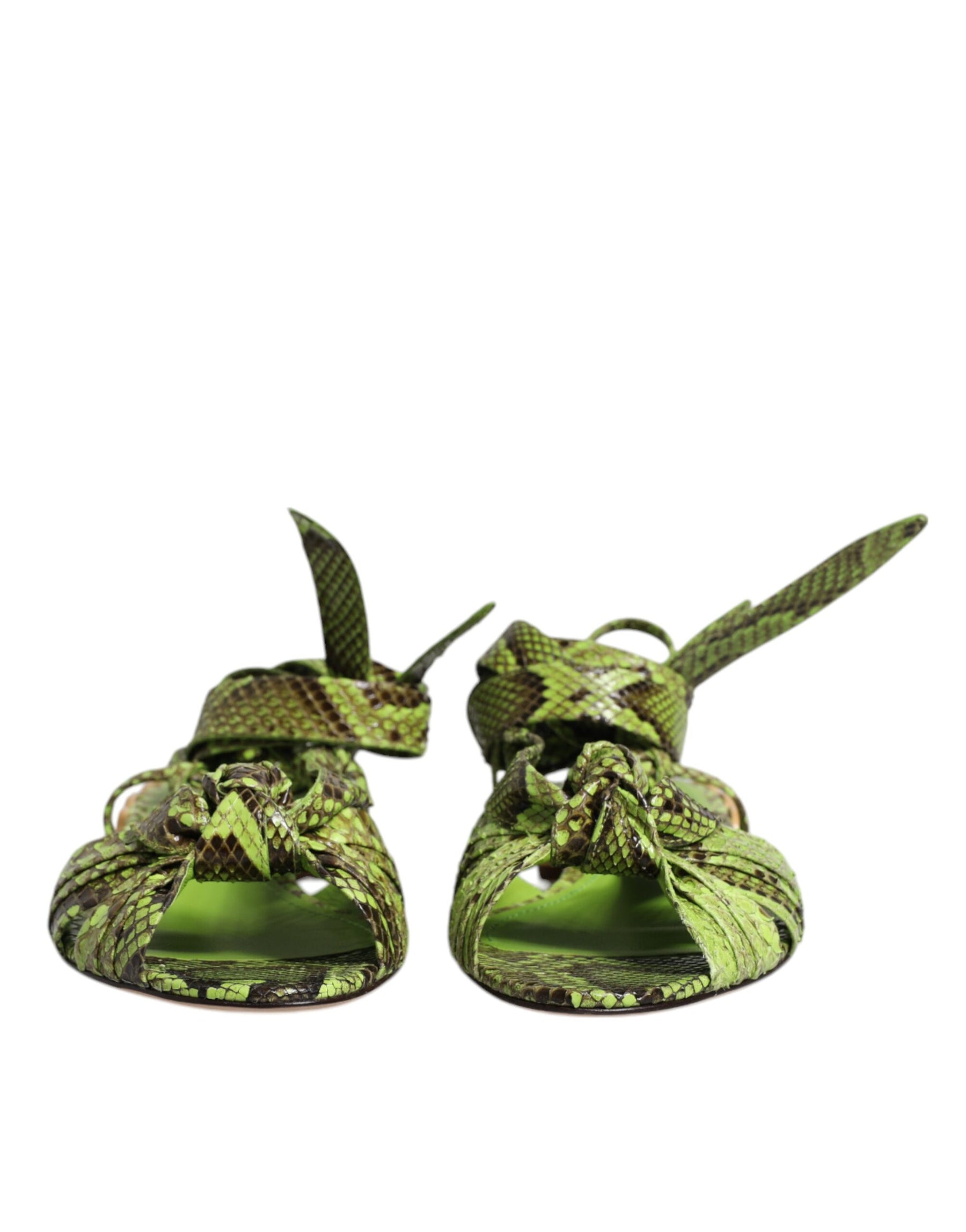 Dolce & Gabbana Green Animal Print Ankle Wrap Sandals Shoes | Regal Royce