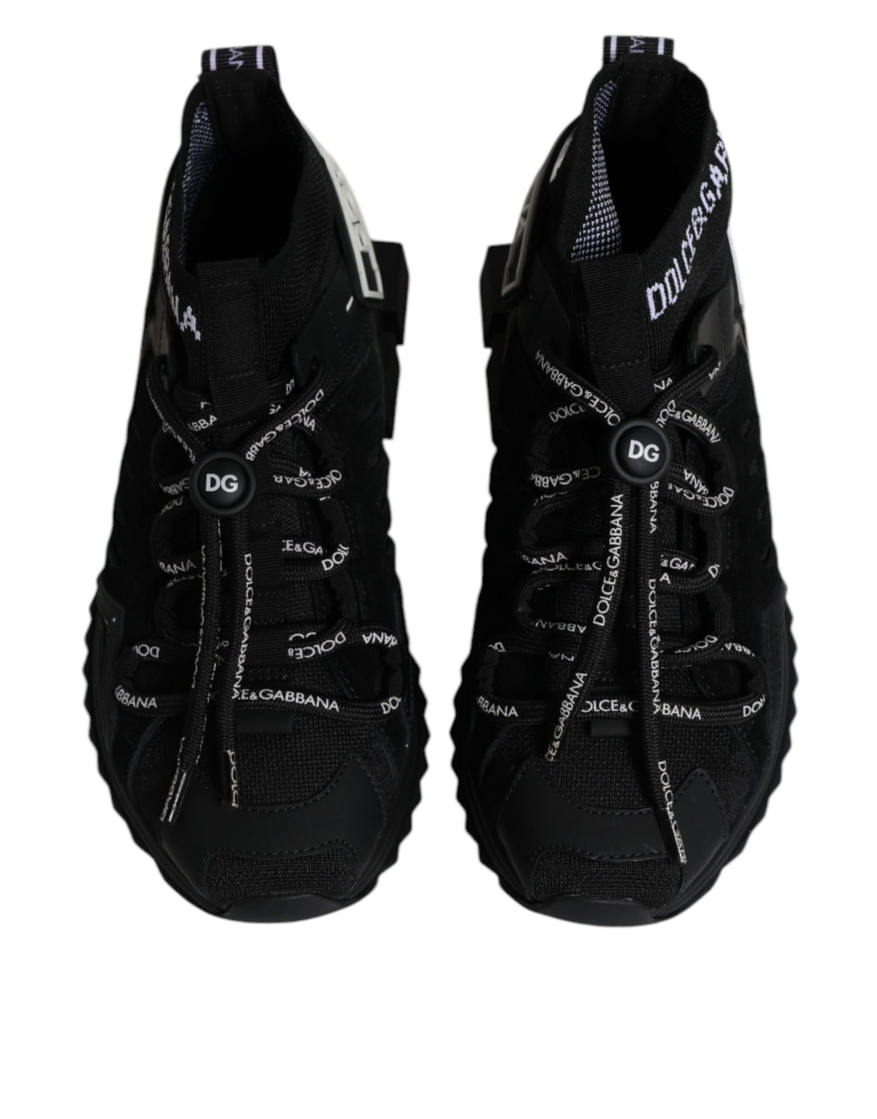 Dolce & Gabbana Black Sorrento Socks Logo Sneakers Shoes | Regal Royce
