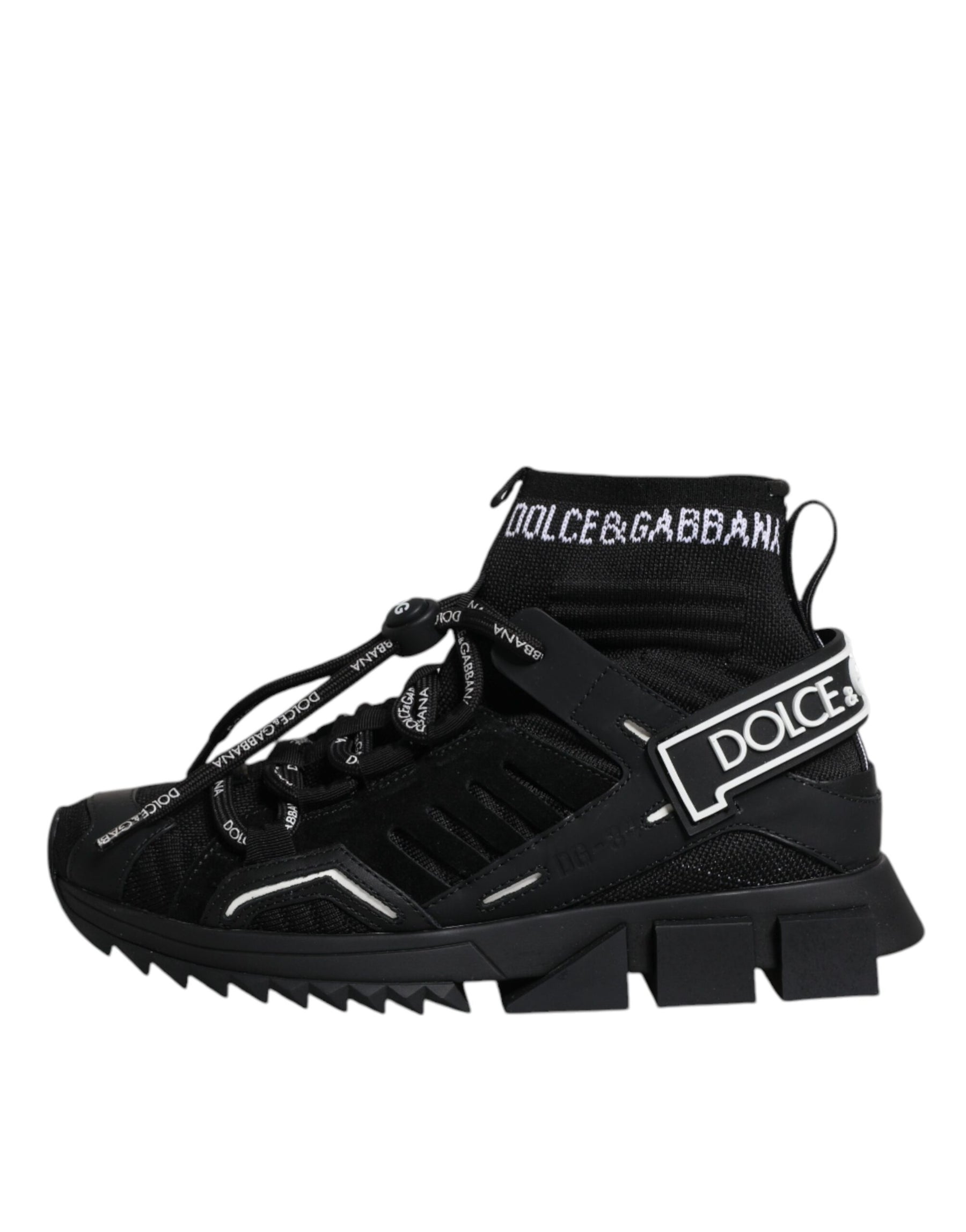 Dolce & Gabbana Black Sorrento Socks Logo Sneakers Shoes | Regal Royce