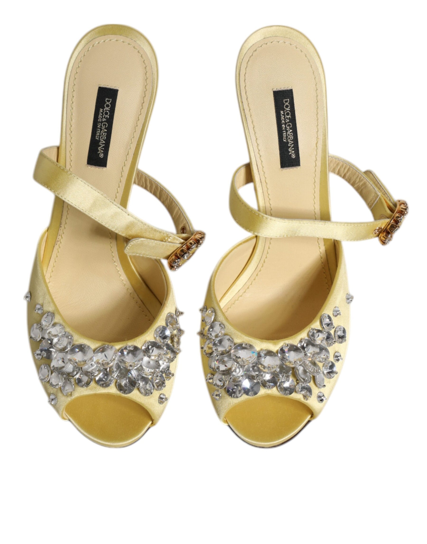 Dolce & Gabbana Yellow Crystal Slides KEIRA Sandals Shoes | Regal Royce
