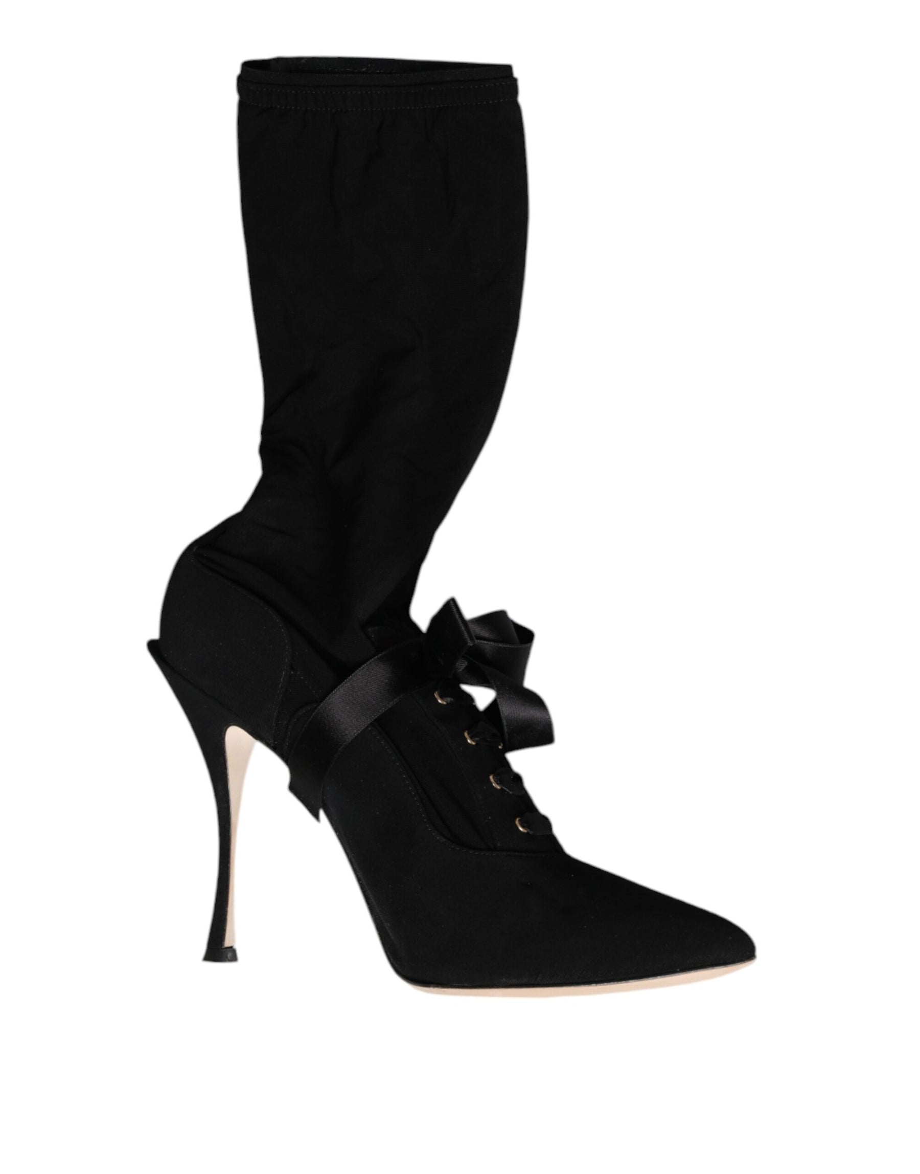 Dolce & Gabbana Black Stiletto Heels Mid Calf Boots Shoes | Regal Royce
