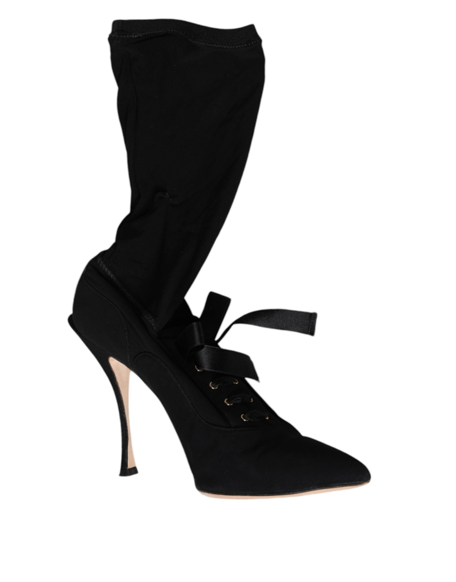 Dolce & Gabbana Black Stiletto Heels Mid Calf Boots Shoes | Regal Royce