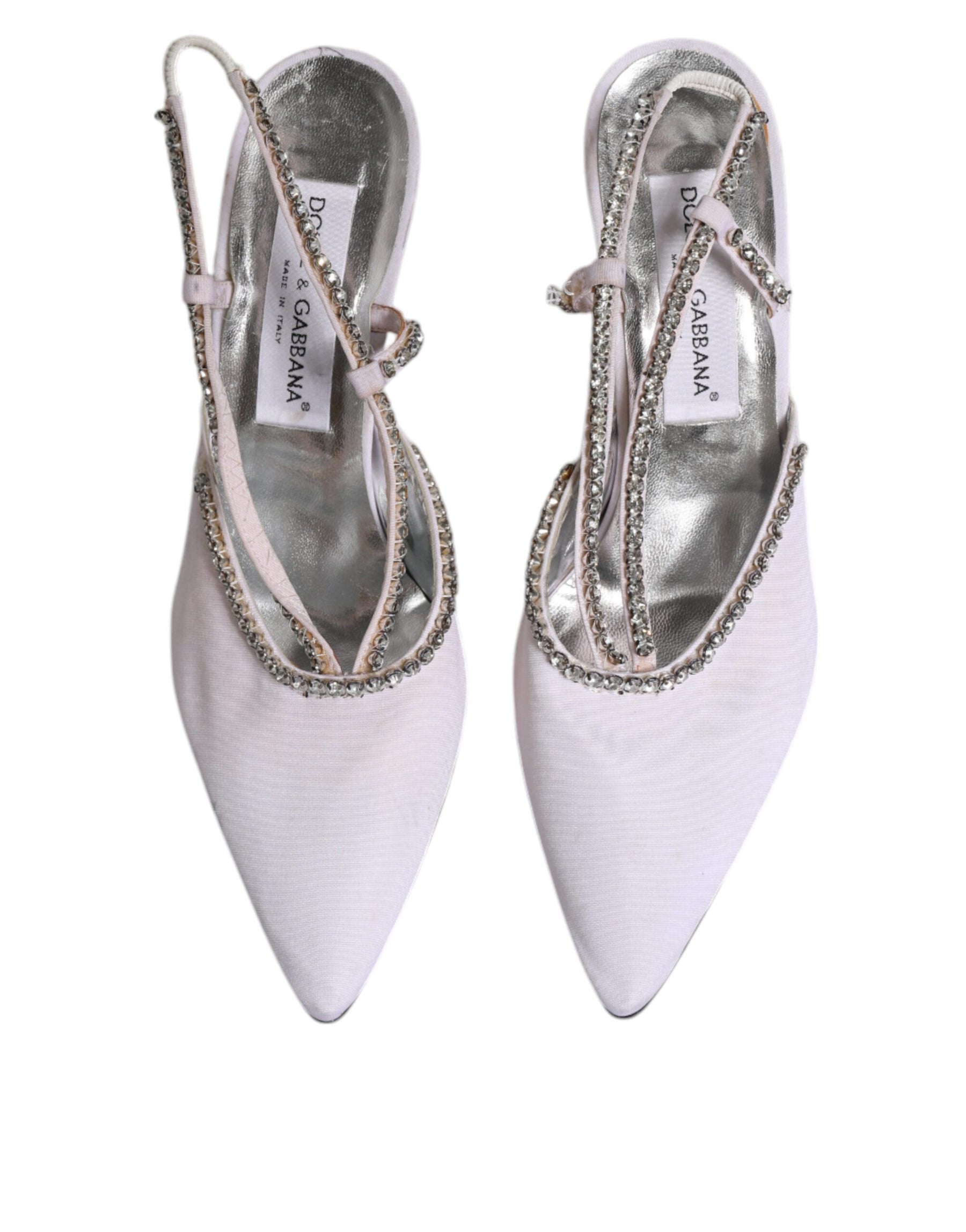 Dolce & Gabbana White Strass Crystal Slingbacks Pumps Shoes | Regal Royce