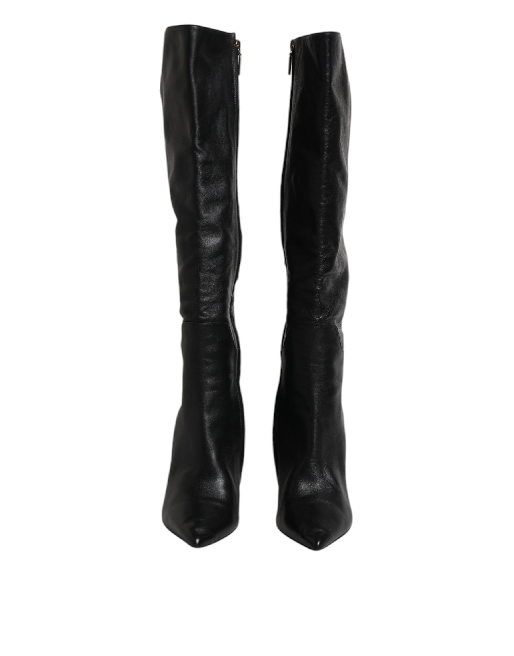 Dolce & Gabbana Black Leather Heels Knee High Boots Shoes | Regal Royce