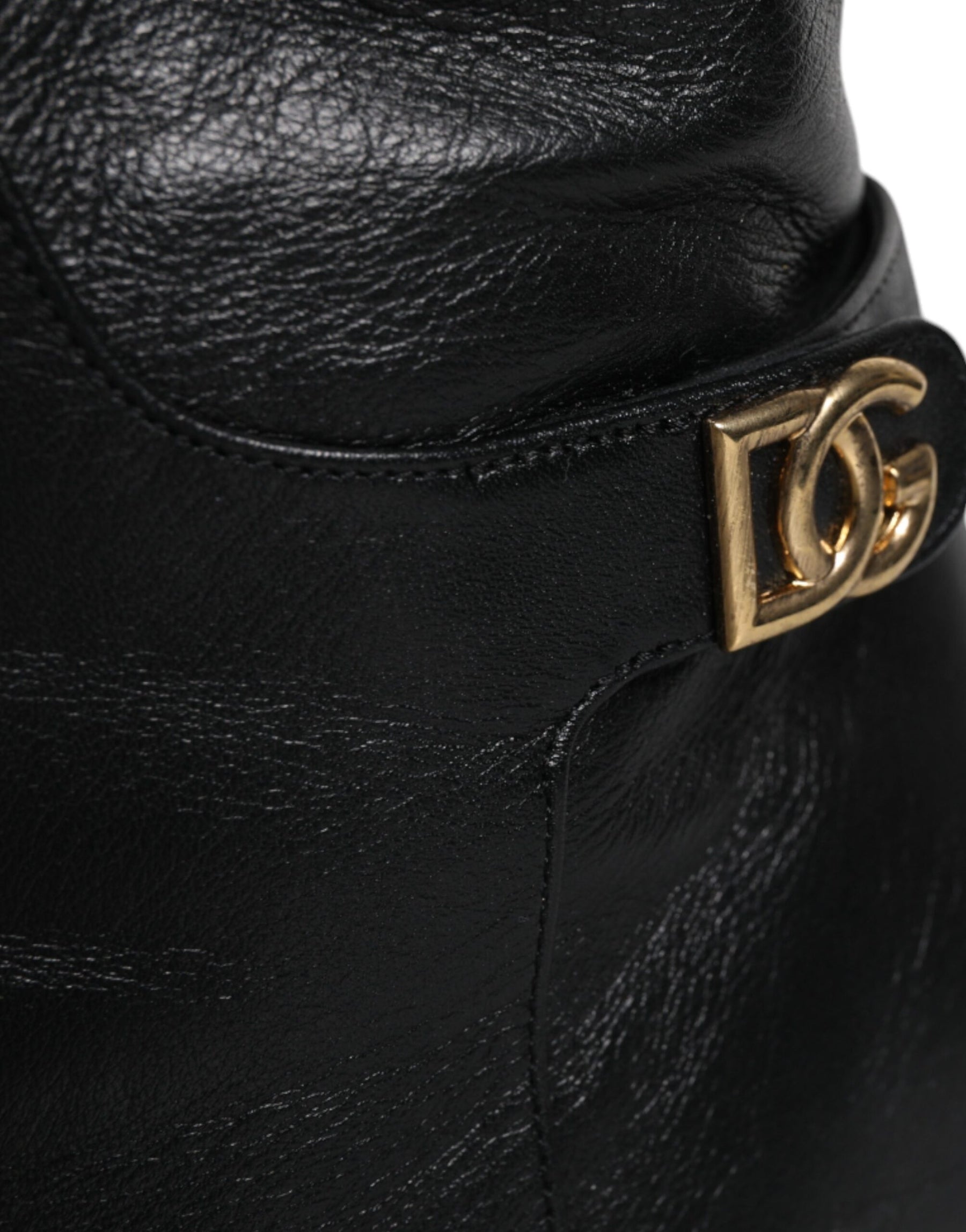 Dolce & Gabbana Black Leather Heels Knee High Boots Shoes | Regal Royce