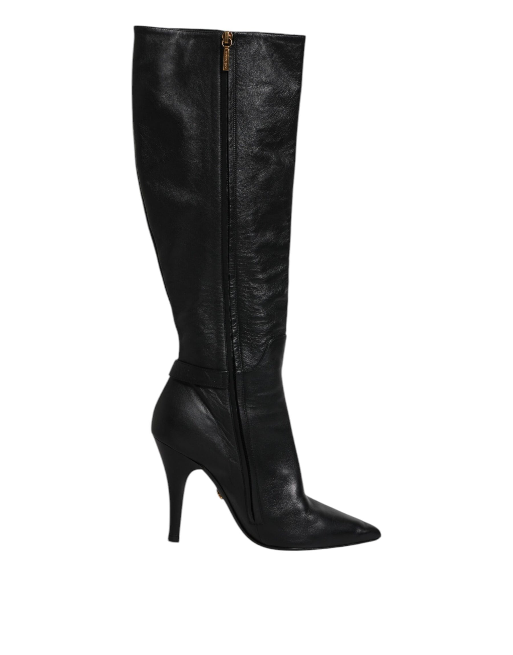Dolce & Gabbana Black Leather Heels Knee High Boots Shoes | Regal Royce