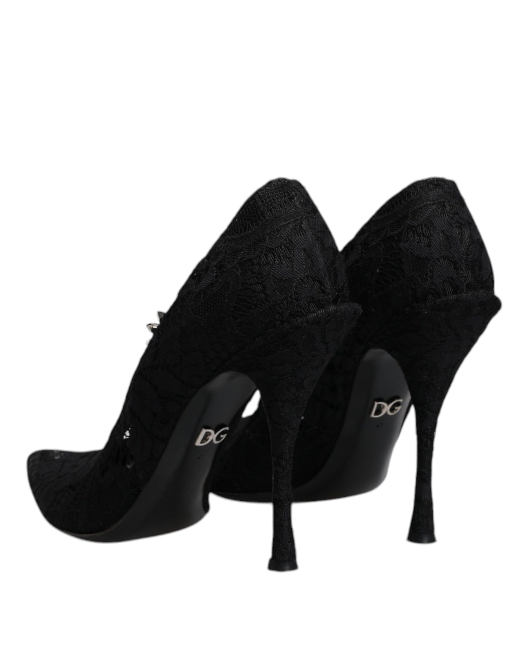 Dolce & Gabbana Black Lace Crystals Mary Jane Pumps Shoes | Regal Royce