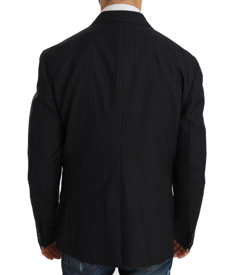 Dolce & Gabbana Gray Striped Wool Jacket Coat Slim Blazer | Regal Royce