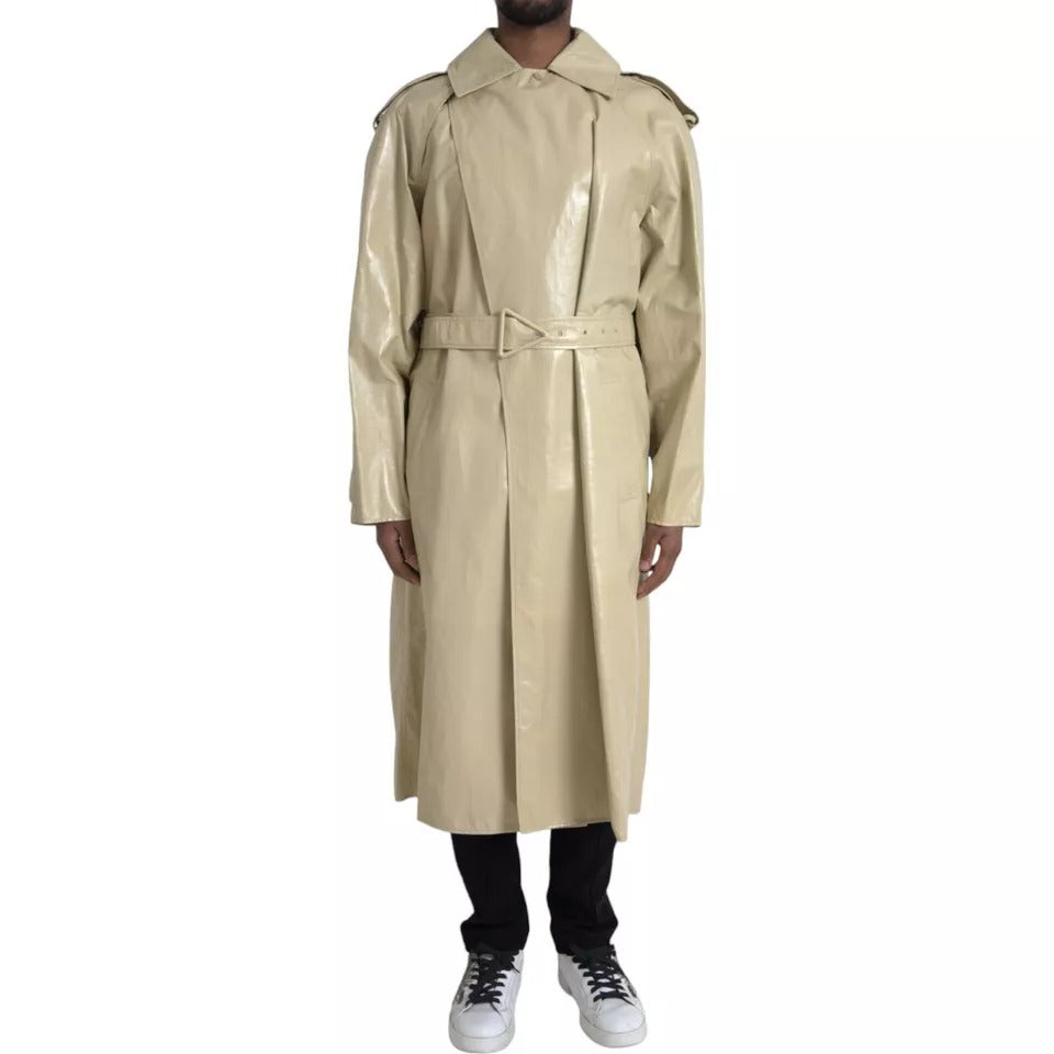 Bottega Veneta Beige Lambskin Leather Trench Coat Jacket | Regal Royce