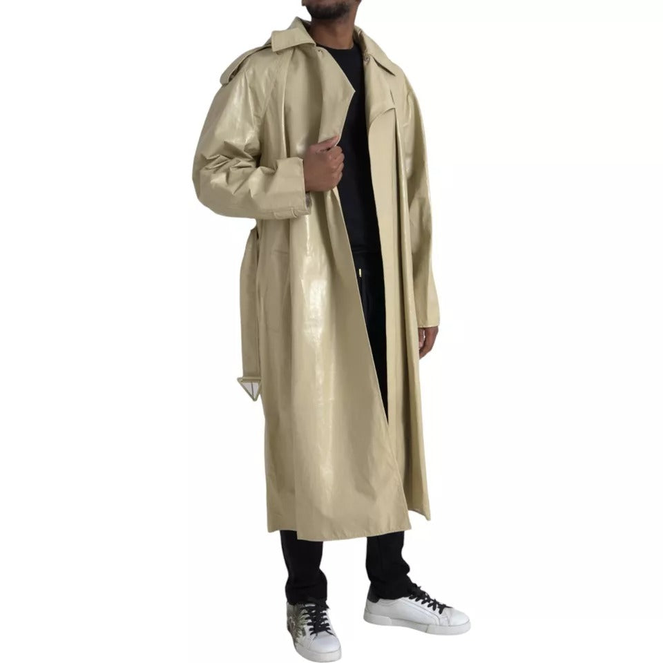 Bottega Veneta Beige Lambskin Leather Trench Coat Jacket | Regal Royce