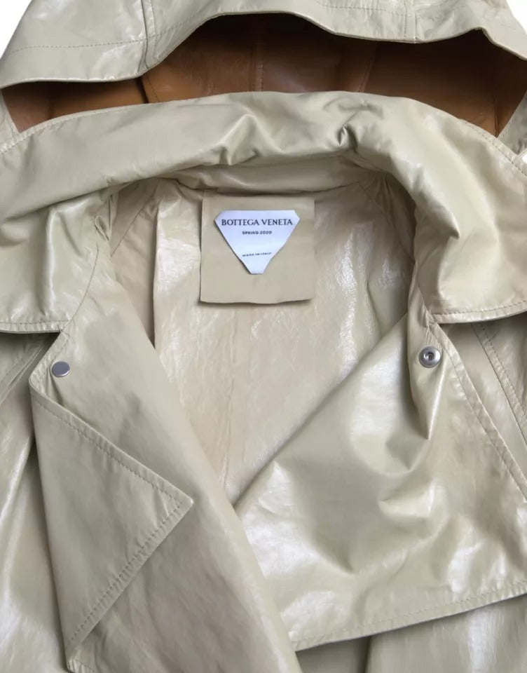 Bottega Veneta Beige Lambskin Leather Trench Coat Jacket | Regal Royce