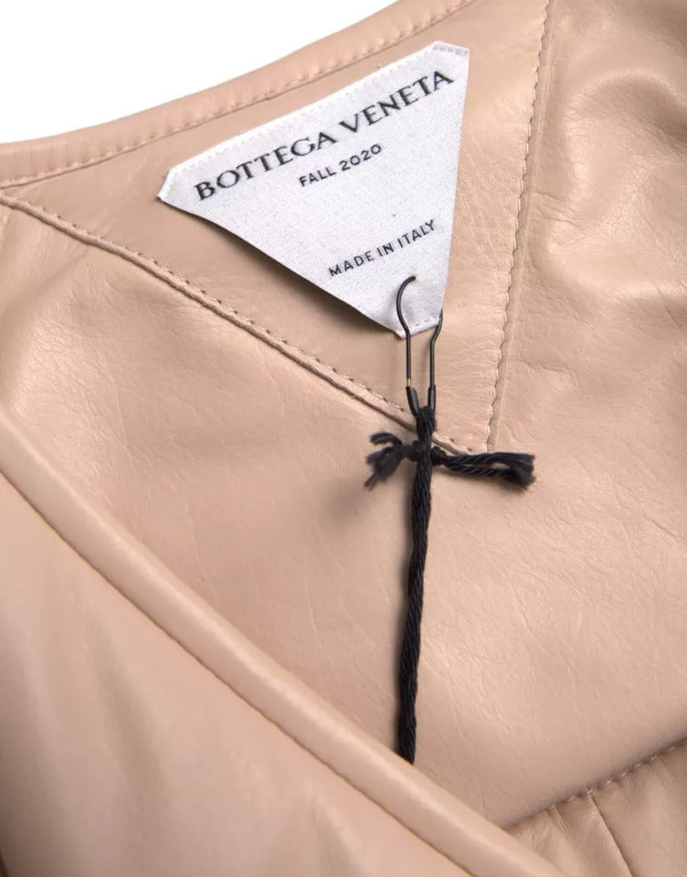 Bottega Veneta Beige Quilted Sleeveless Calf Leather Jacket | Regal Royce