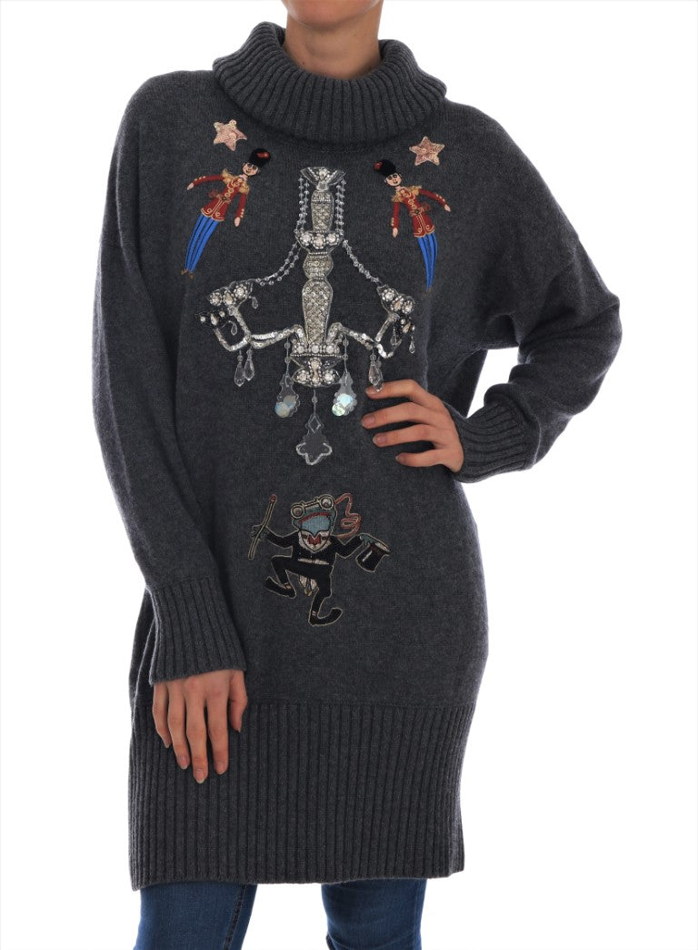 Dolce & Gabbana Fairy Tale Crystal Gray Cashmere Sweater | Regal Royce