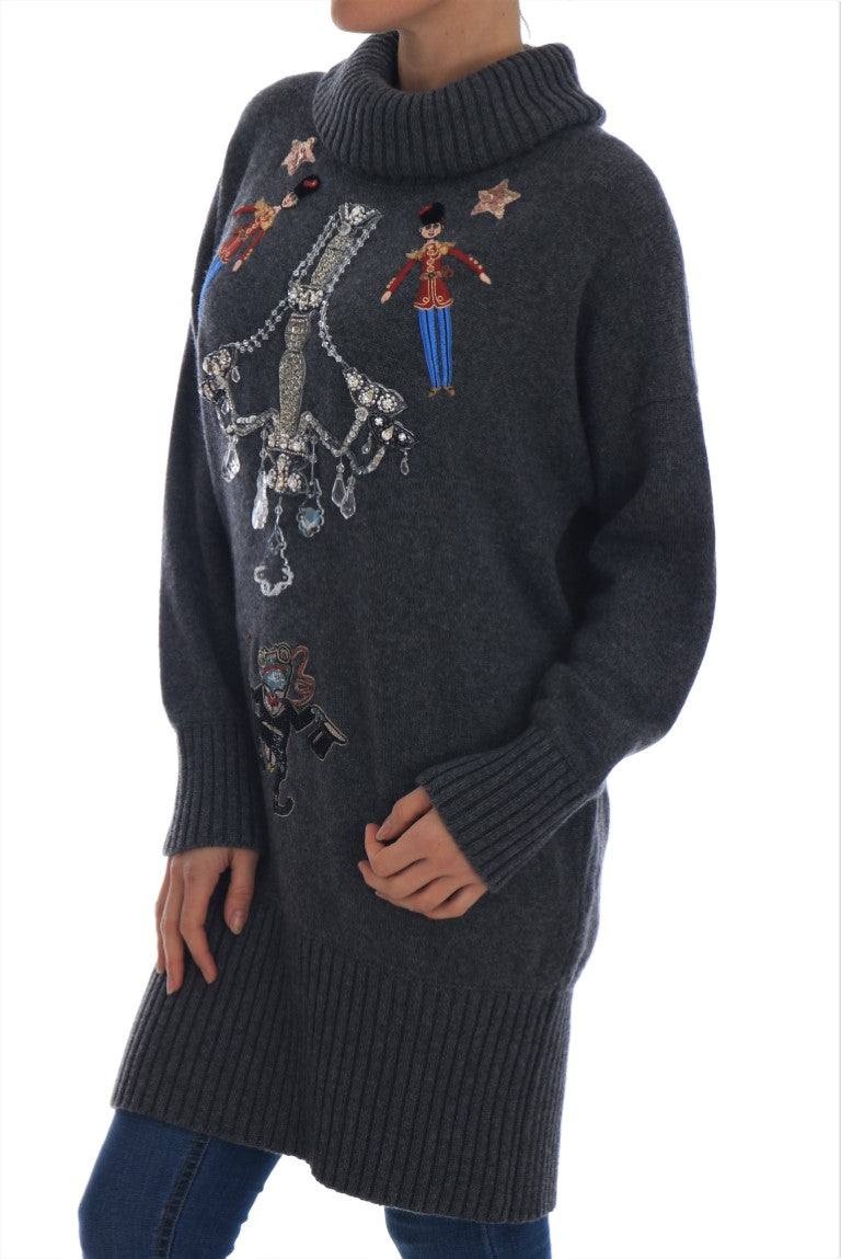 Dolce & Gabbana Fairy Tale Crystal Gray Cashmere Sweater | Regal Royce
