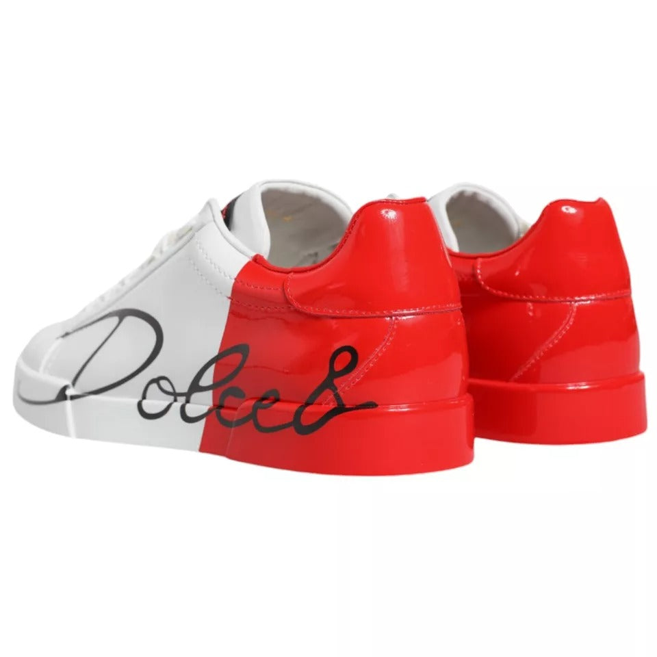 Dolce & Gabbana White Red Portofino Low Top Sneakers Shoes | Regal Royce