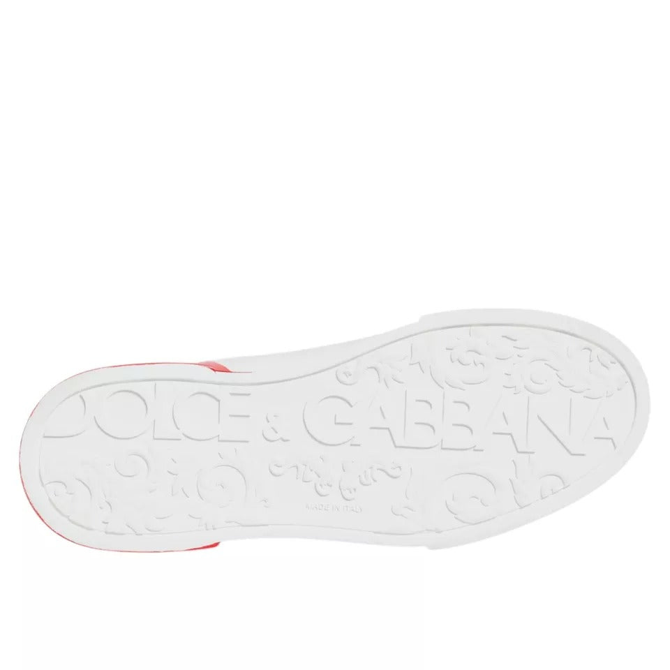 Dolce & Gabbana White Red Portofino Low Top Sneakers Shoes | Regal Royce