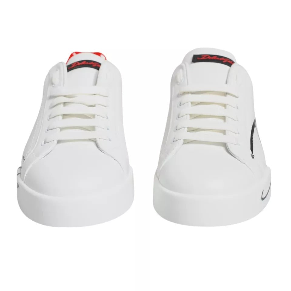Dolce & Gabbana White Red Portofino Low Top Sneakers Shoes | Regal Royce