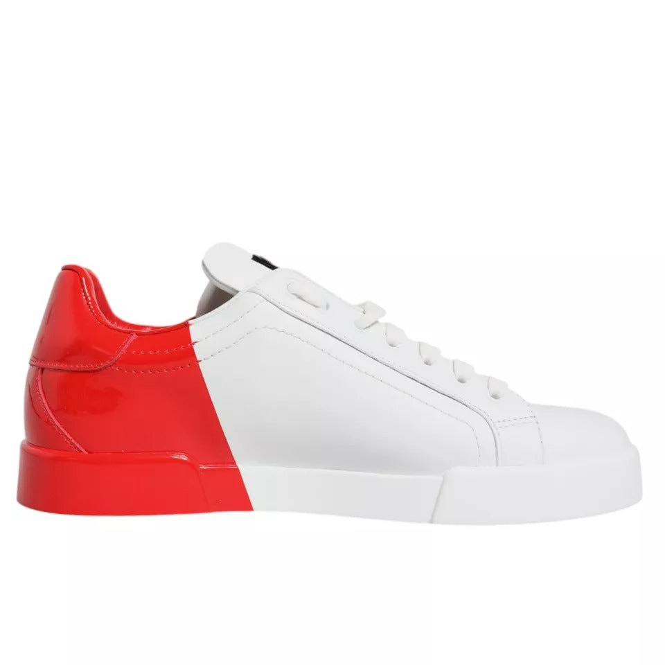 Dolce & Gabbana White Red Portofino Low Top Sneakers Shoes | Regal Royce