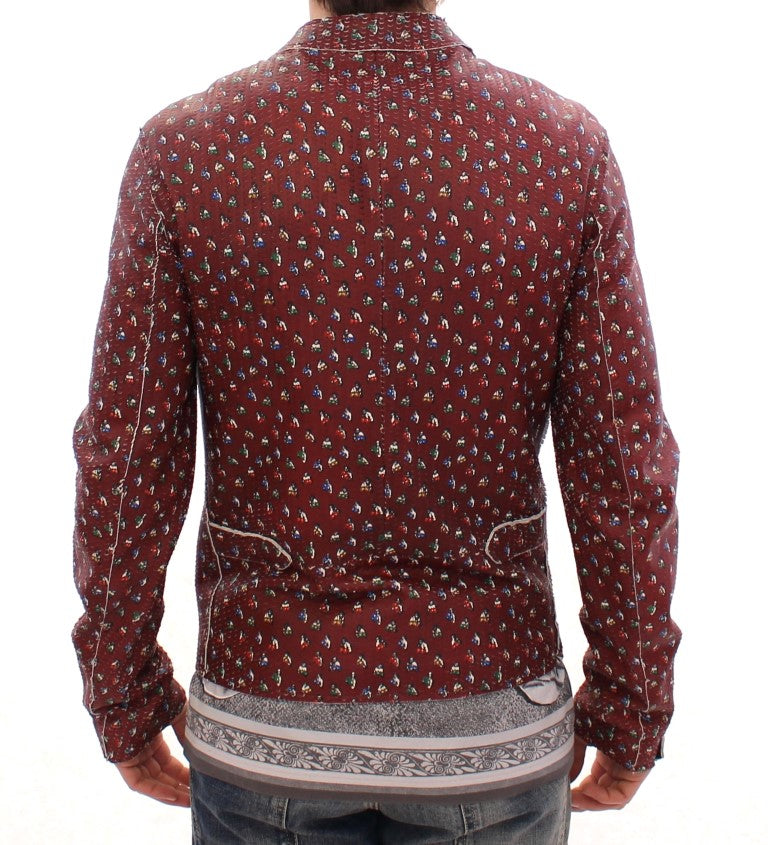 Dolce & Gabbana Bordeaux Leather Boxer Print Jacket Coat | Regal Royce