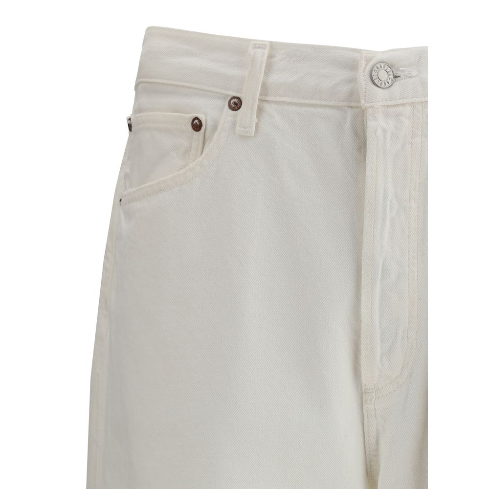 Agolde White Cotton Relaxed Fit Jeans | Regal Royce