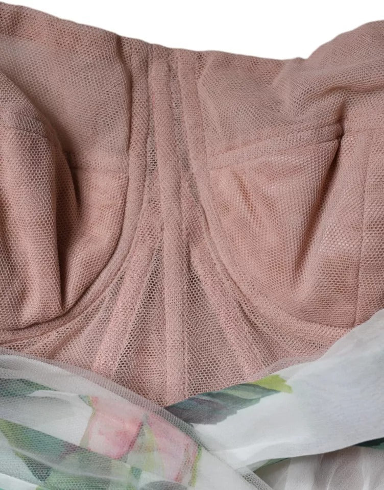 Dolce & Gabbana White Silk Floral Print A-line Midi Dress | Regal Royce